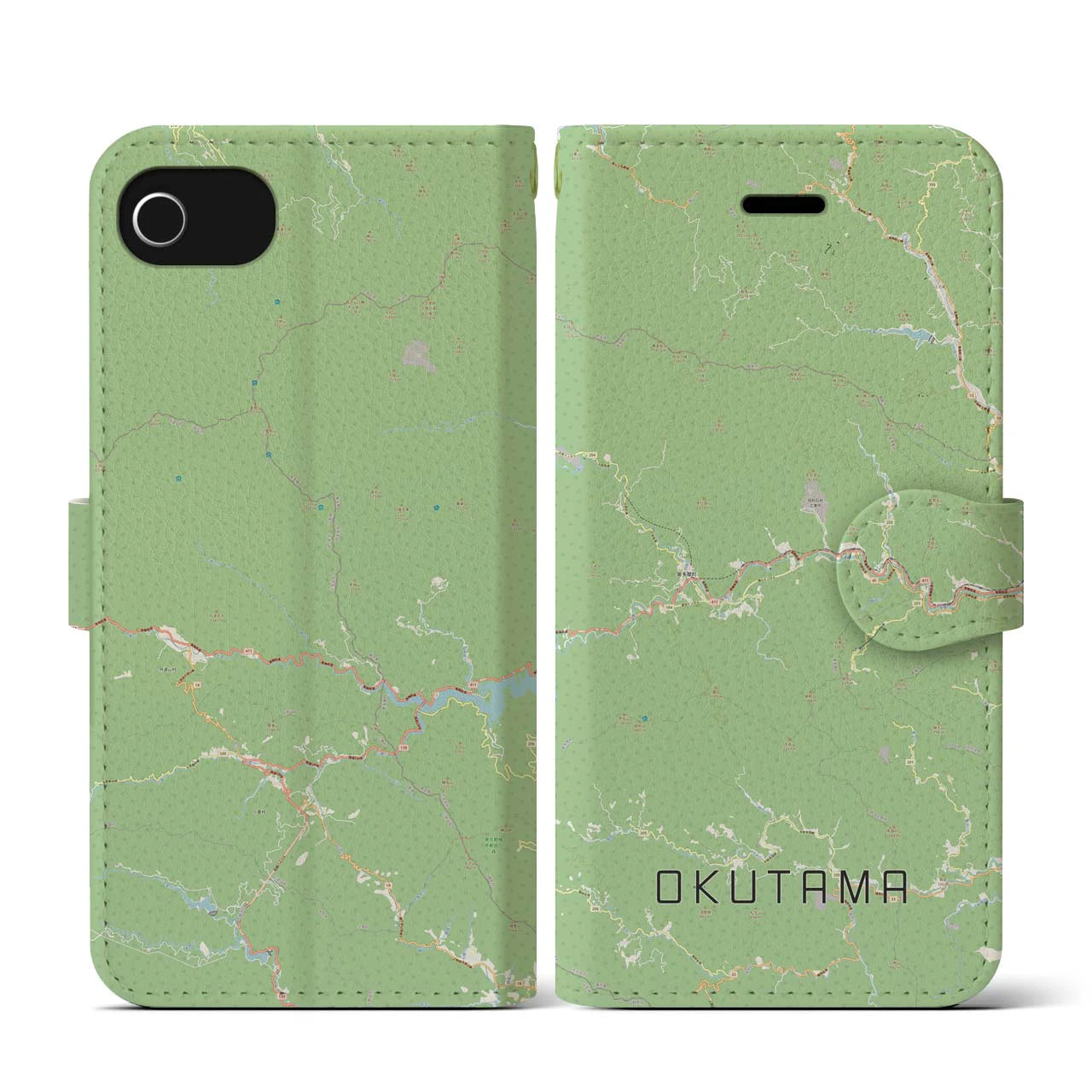 【奥多摩(東京都)】地図柄iPhoneケース(手帳タイプ)ナチュラル・iPhone SE(第3 / 第2世代) / 8 / 7 / 6s / 6 用