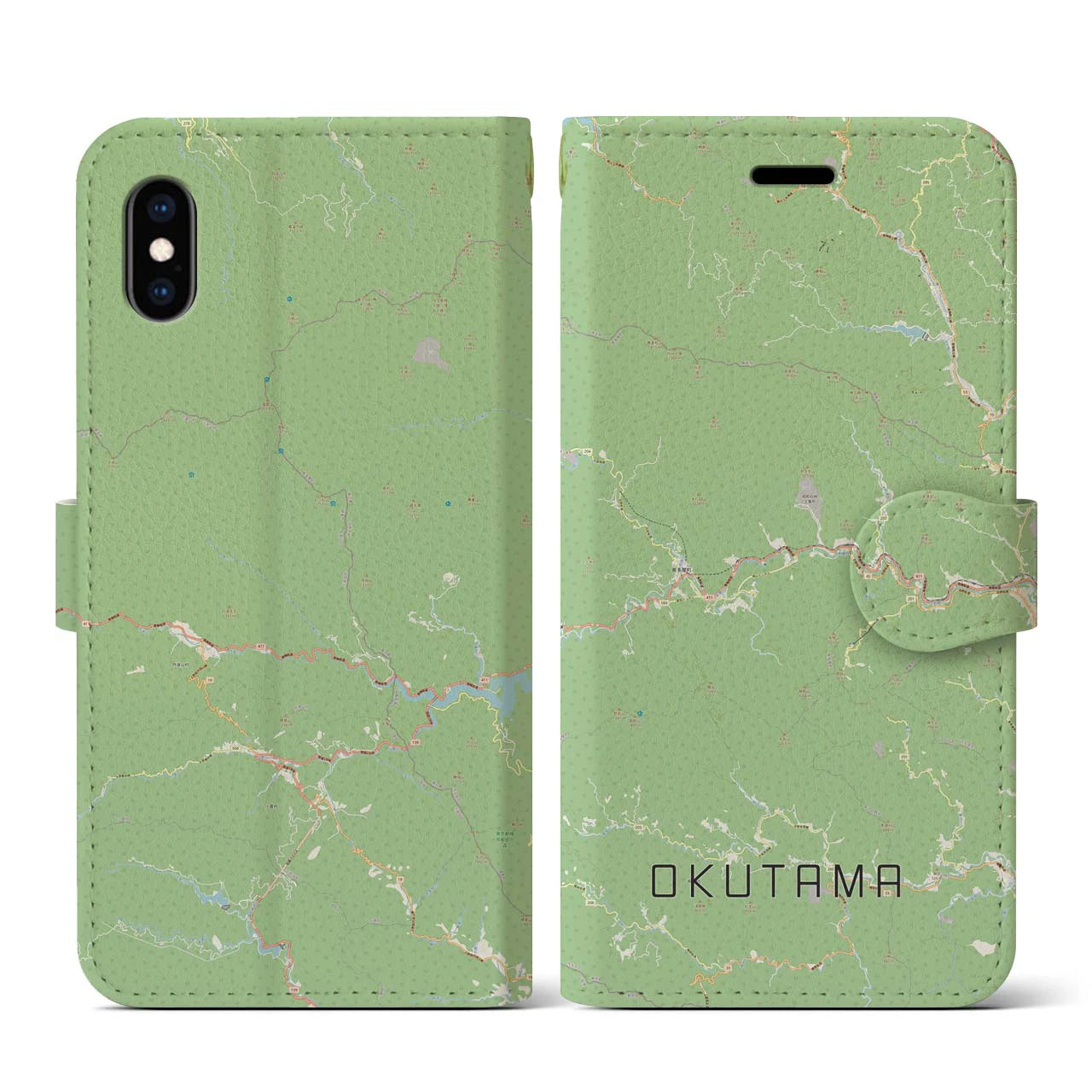 【奥多摩(東京都)】地図柄iPhoneケース(手帳タイプ)ナチュラル・iPhone XS / X 用