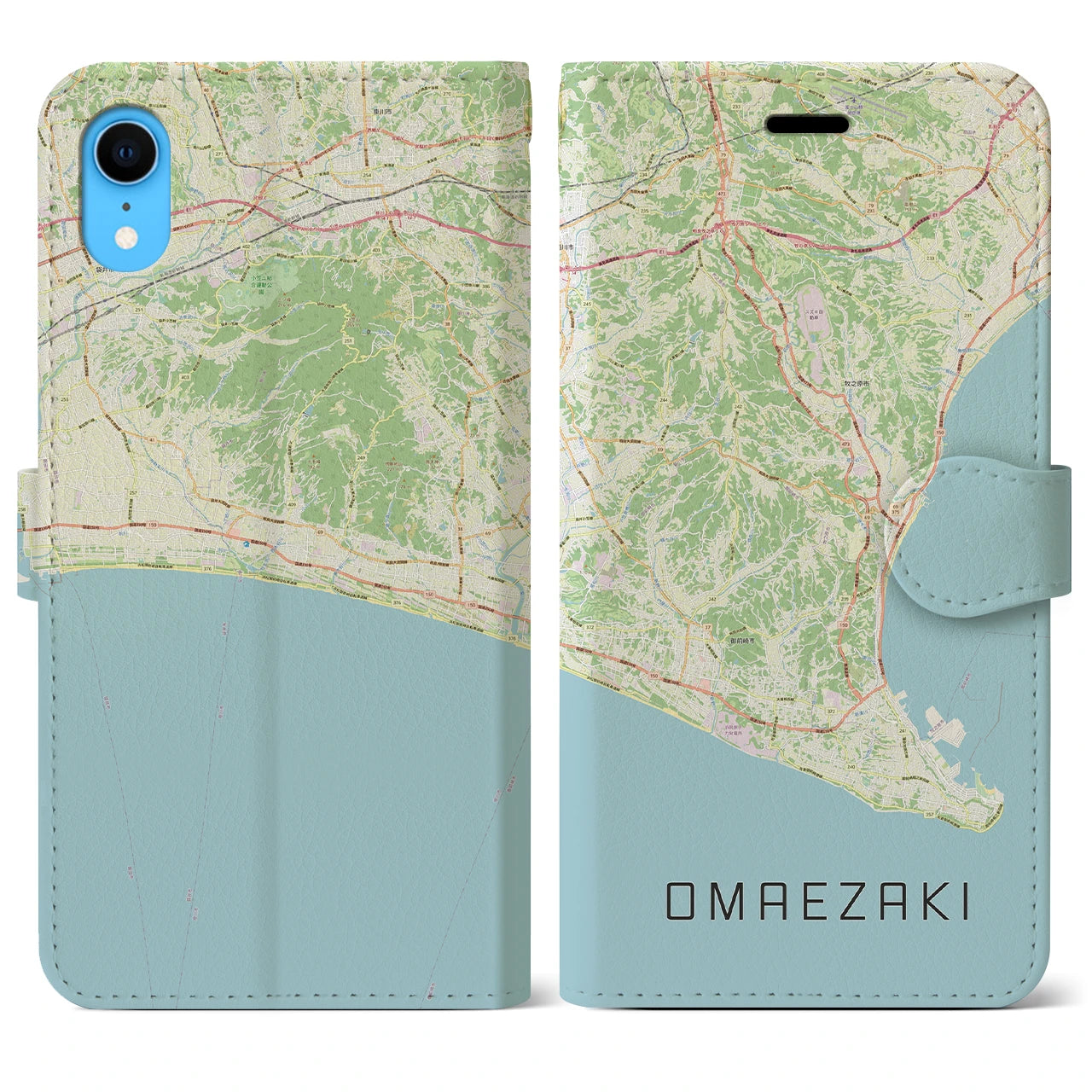 【御前崎(静岡県)】地図柄iPhoneケース(手帳タイプ)ナチュラル・iPhone XR 用