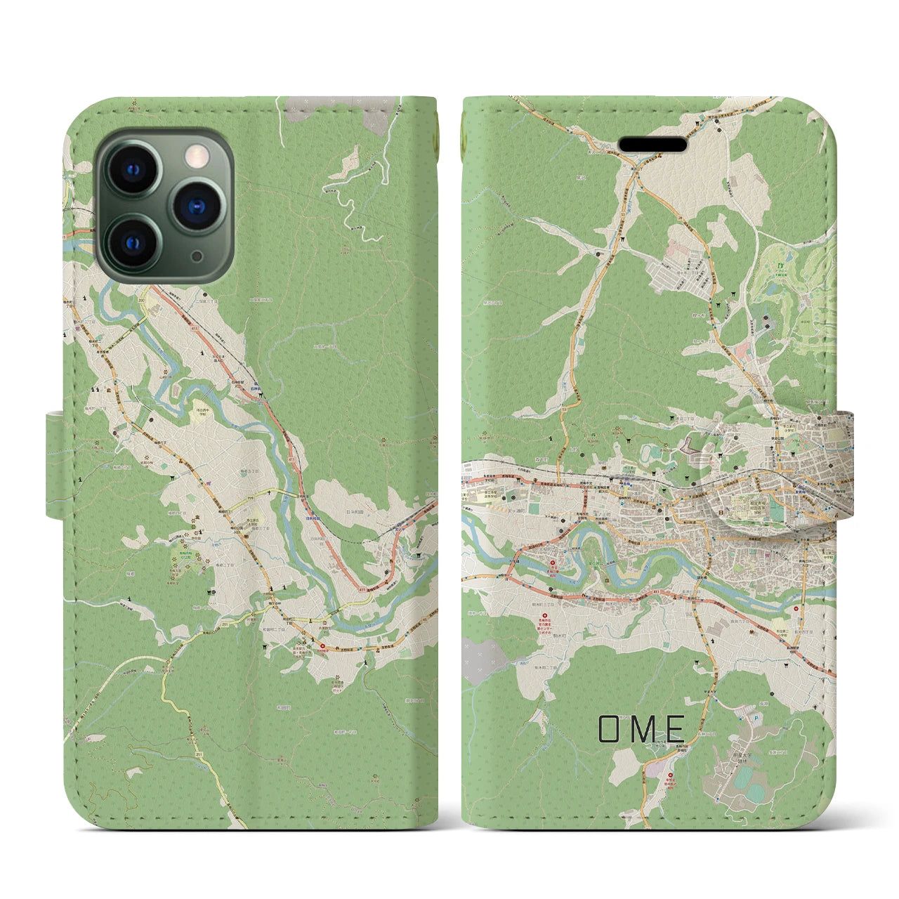 【青梅(東京都)】地図柄iPhoneケース(手帳タイプ)ナチュラル・iPhone 11 Pro 用