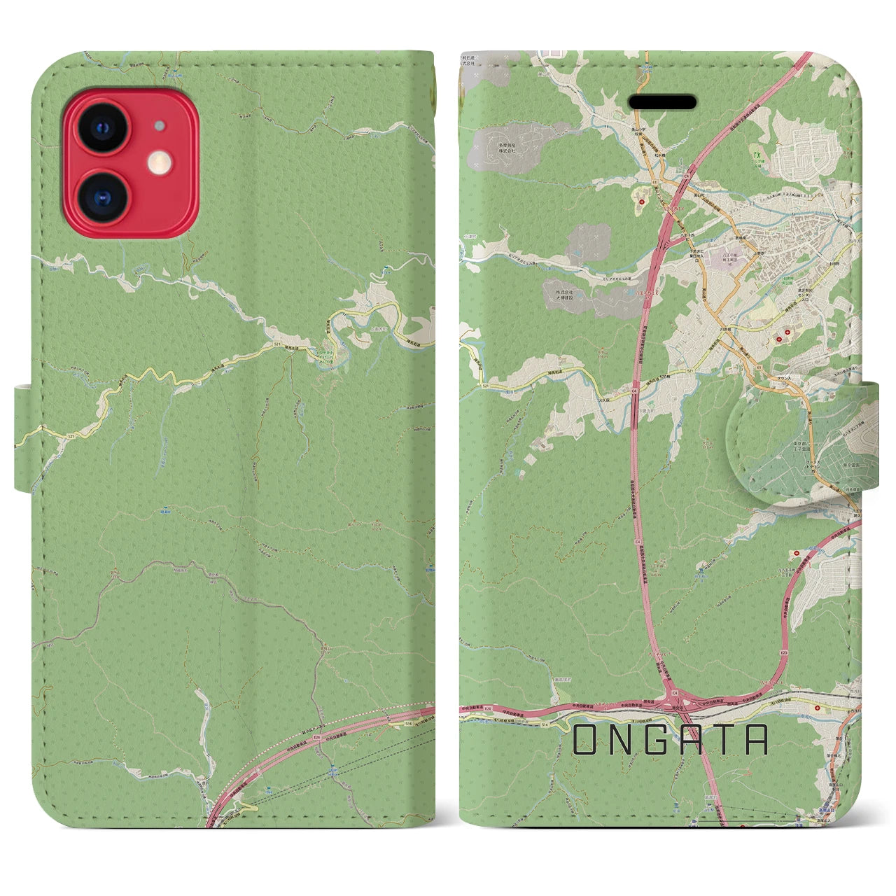 【恩方(東京都)】地図柄iPhoneケース(手帳タイプ)ナチュラル・iPhone 11 用