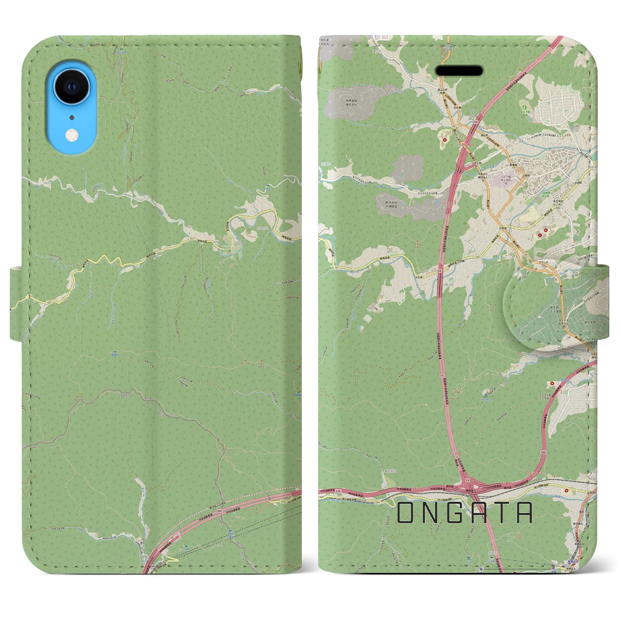 【恩方(東京都)】地図柄iPhoneケース(手帳タイプ)ナチュラル・iPhone XR 用