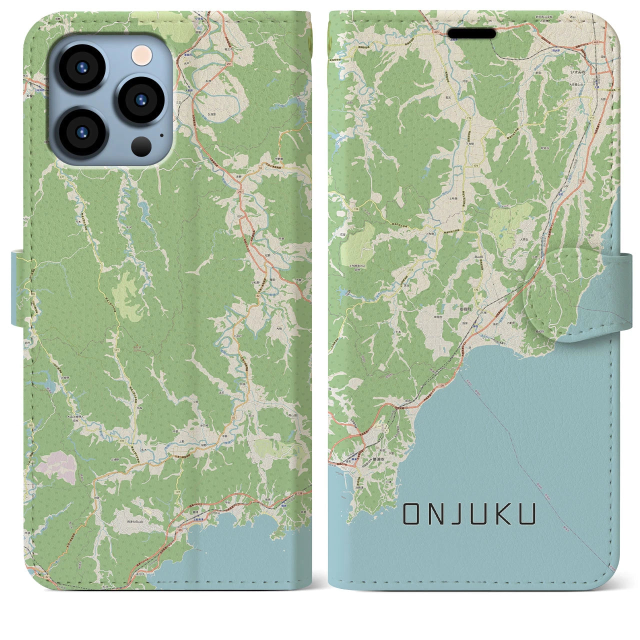 【御宿(千葉県)】地図柄iPhoneケース(手帳タイプ)ナチュラル・iPhone 13 Pro Max 用