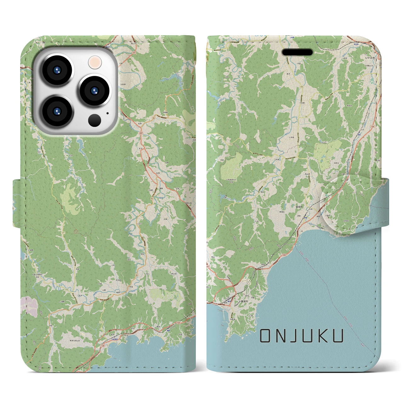 【御宿(千葉県)】地図柄iPhoneケース(手帳タイプ)ナチュラル・iPhone 13 Pro 用