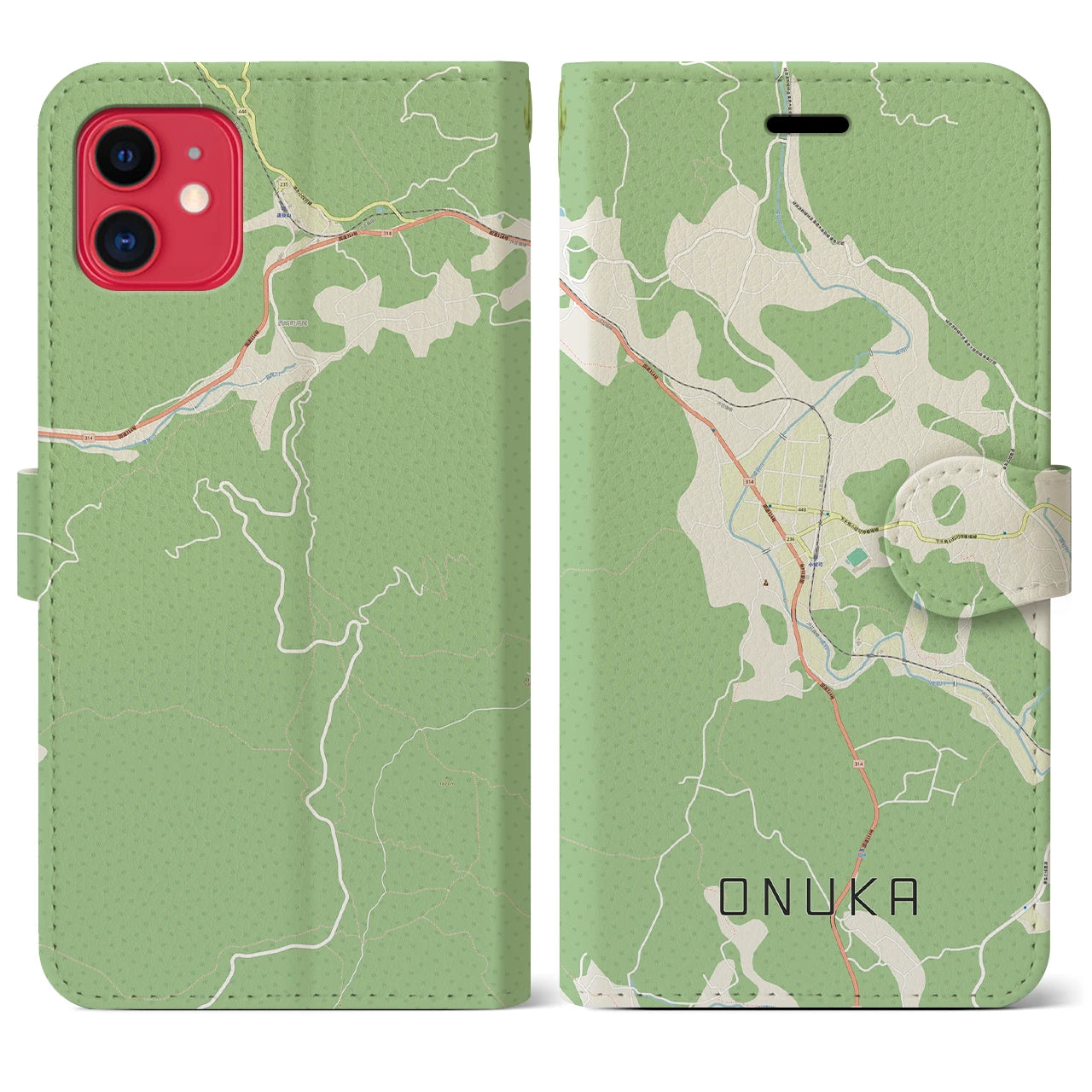 【小奴可(広島県)】地図柄iPhoneケース(手帳タイプ)ナチュラル・iPhone 11 用