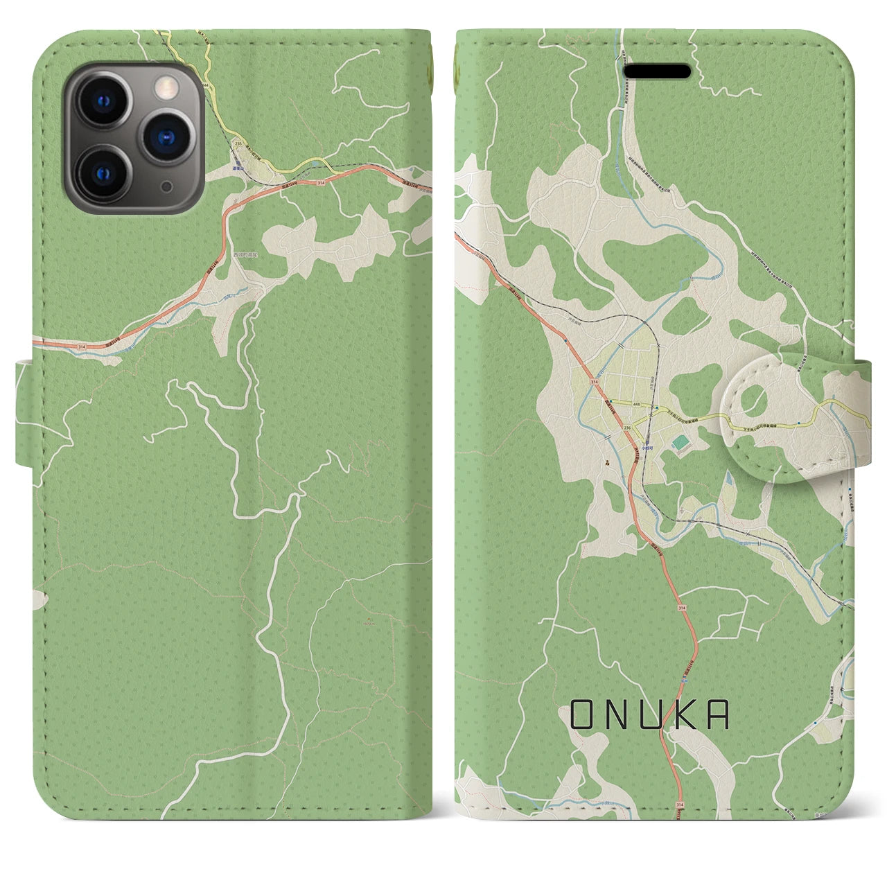 【小奴可(広島県)】地図柄iPhoneケース(手帳タイプ)ナチュラル・iPhone 11 Pro Max 用