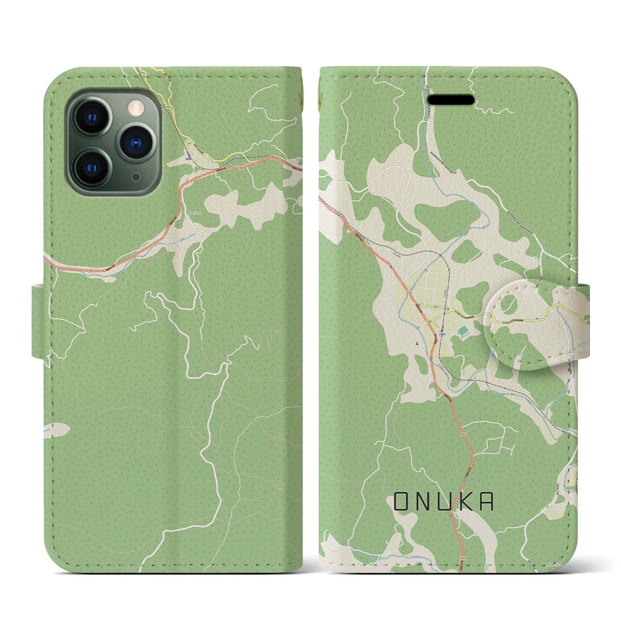 【小奴可(広島県)】地図柄iPhoneケース(手帳タイプ)ナチュラル・iPhone 11 Pro 用