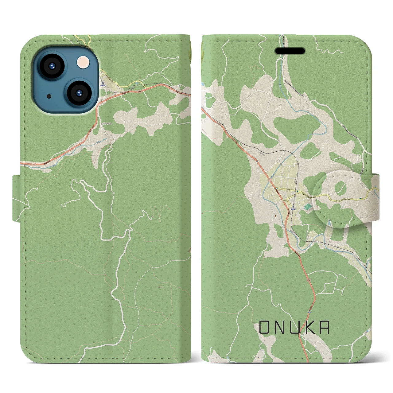 【小奴可(広島県)】地図柄iPhoneケース(手帳タイプ)ナチュラル・iPhone 13 用