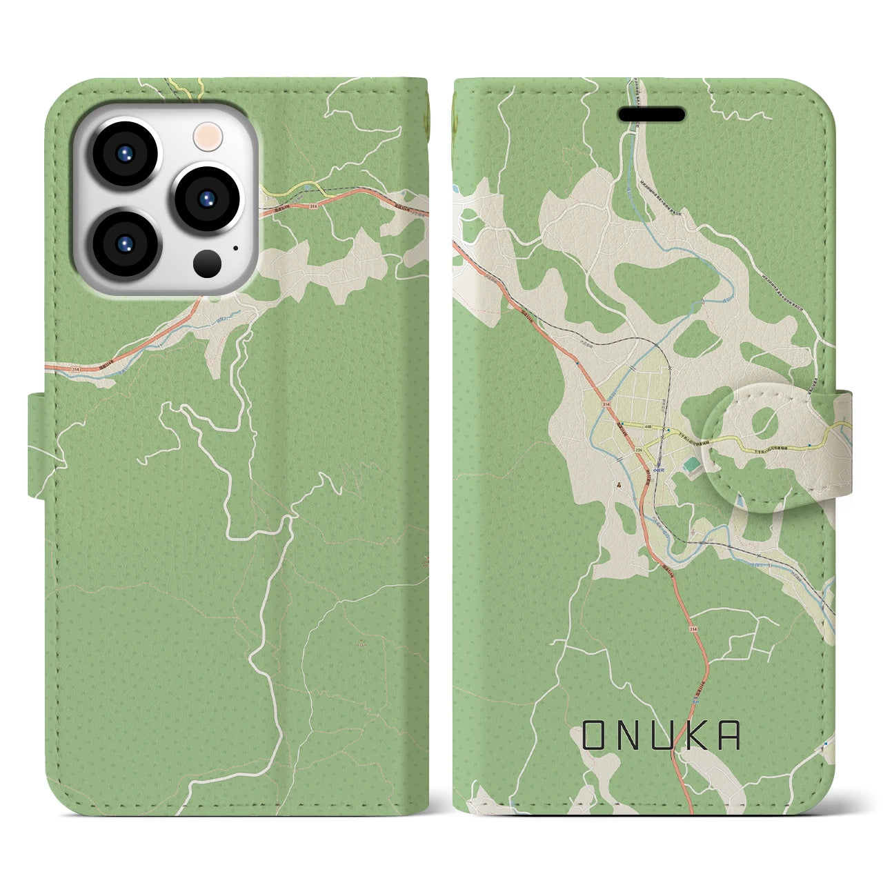 【小奴可(広島県)】地図柄iPhoneケース(手帳タイプ)ナチュラル・iPhone 13 Pro 用