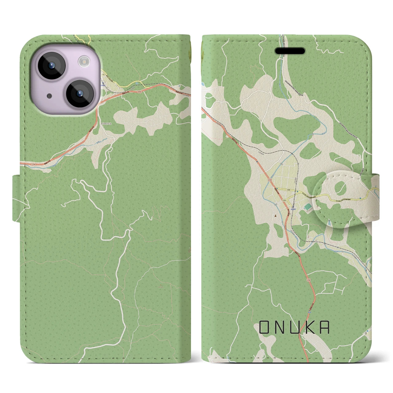 【小奴可(広島県)】地図柄iPhoneケース(手帳タイプ)ナチュラル・iPhone 14 用