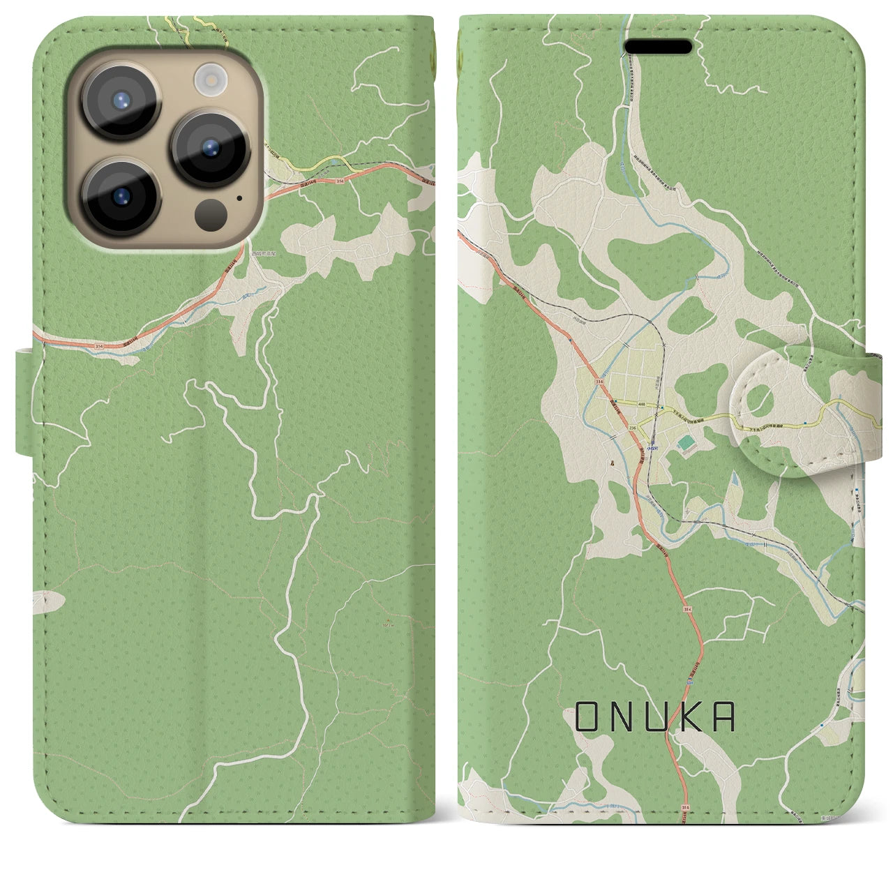 【小奴可(広島県)】地図柄iPhoneケース(手帳タイプ)ナチュラル・iPhone 14 Pro Max 用