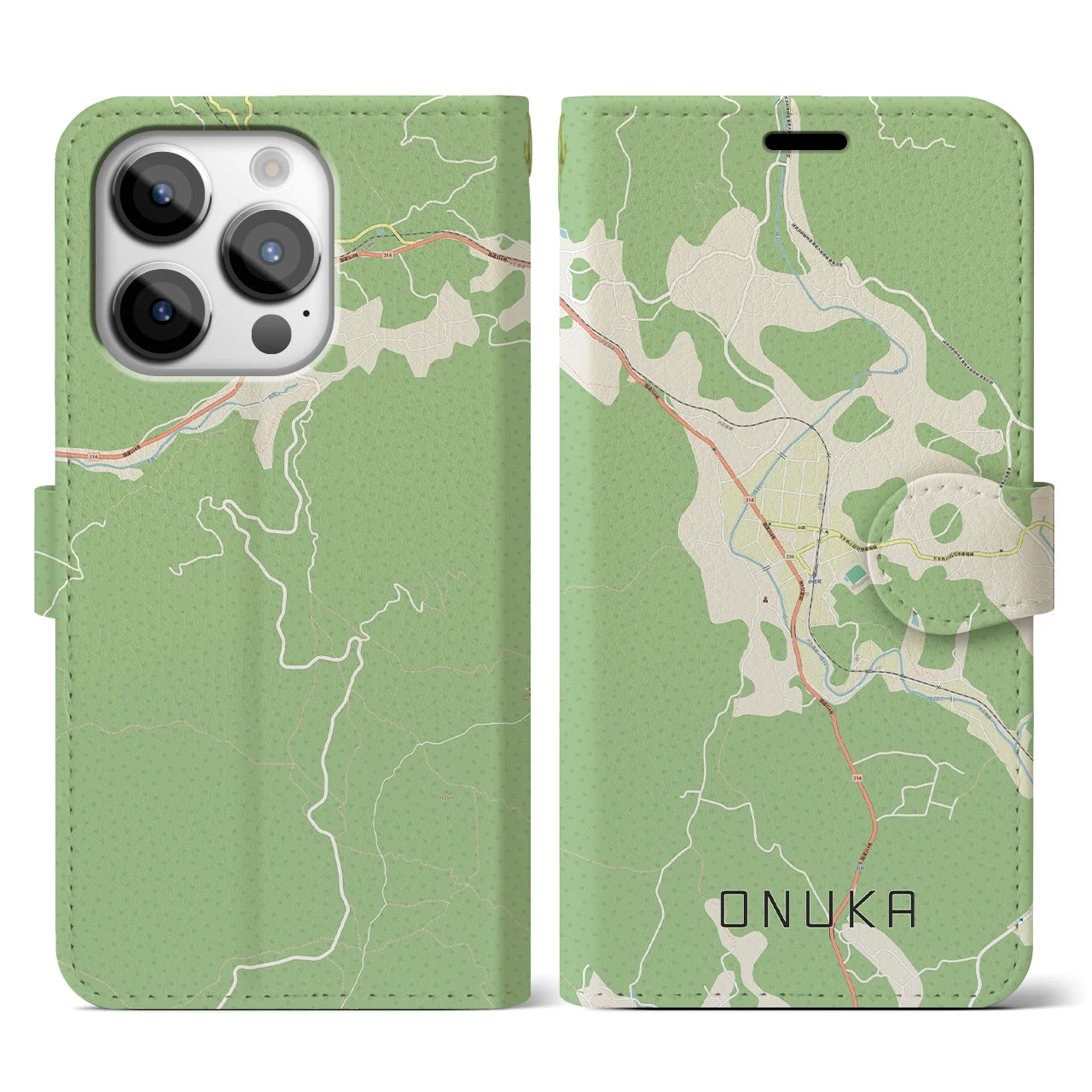 【小奴可(広島県)】地図柄iPhoneケース(手帳タイプ)ナチュラル・iPhone 14 Pro 用
