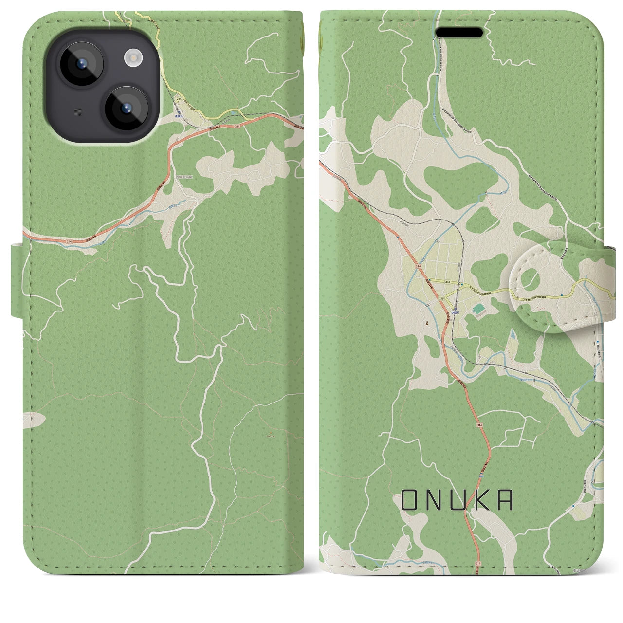 【小奴可(広島県)】地図柄iPhoneケース(手帳タイプ)ナチュラル・iPhone 14 Plus 用
