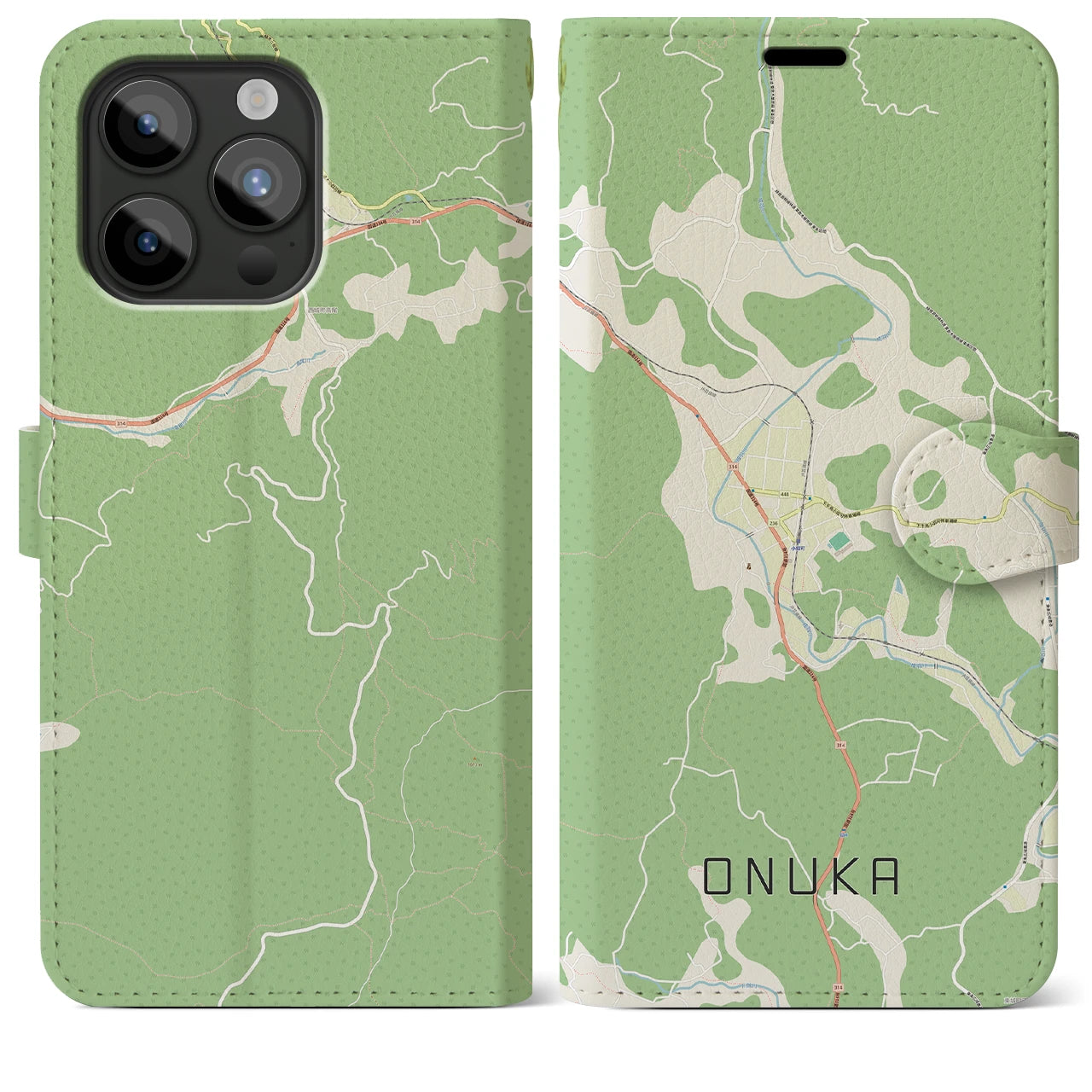【小奴可(広島県)】地図柄iPhoneケース(手帳タイプ)ナチュラル・iPhone 15 Pro Max 用
