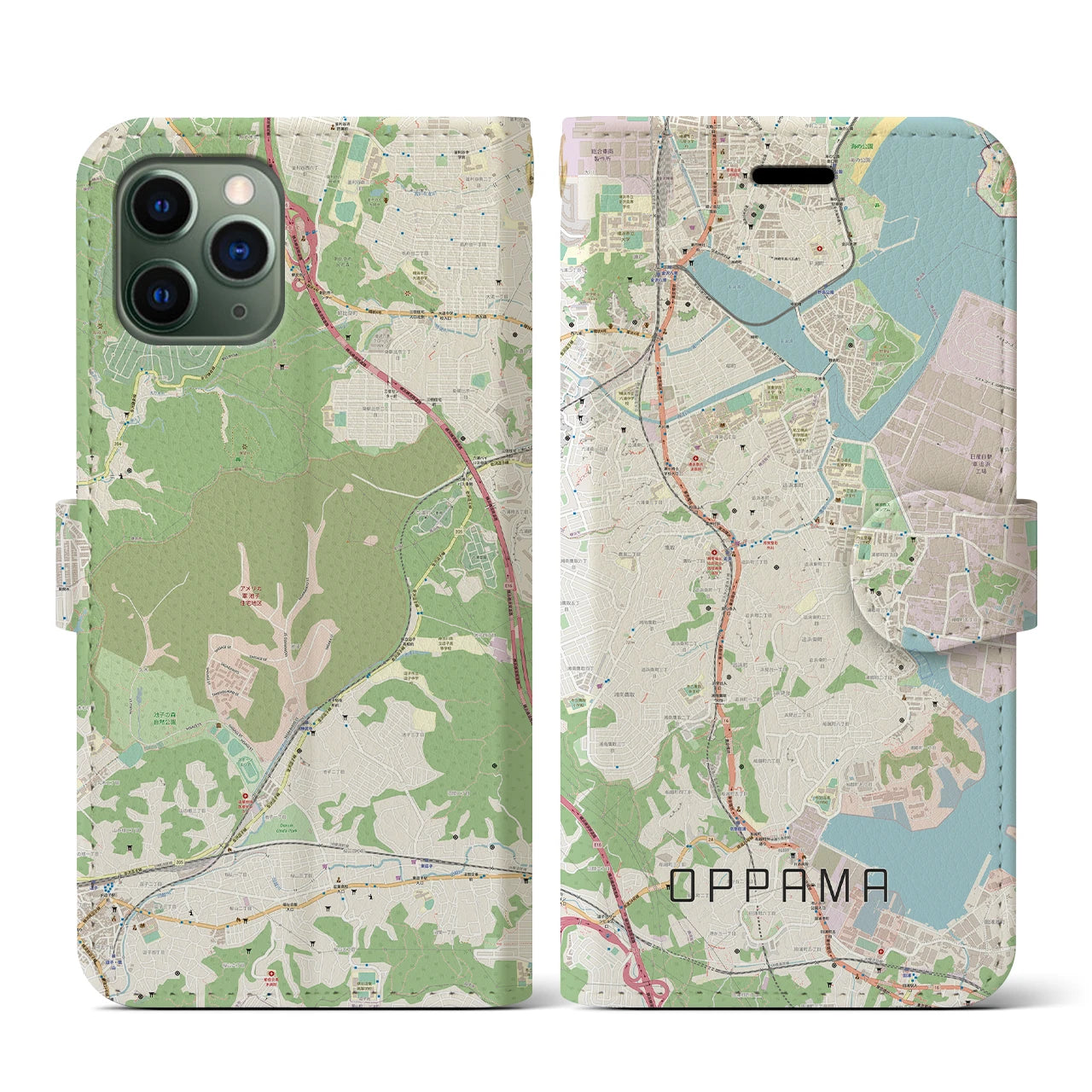 【追浜(神奈川県)】地図柄iPhoneケース(手帳タイプ)ナチュラル・iPhone 11 Pro 用