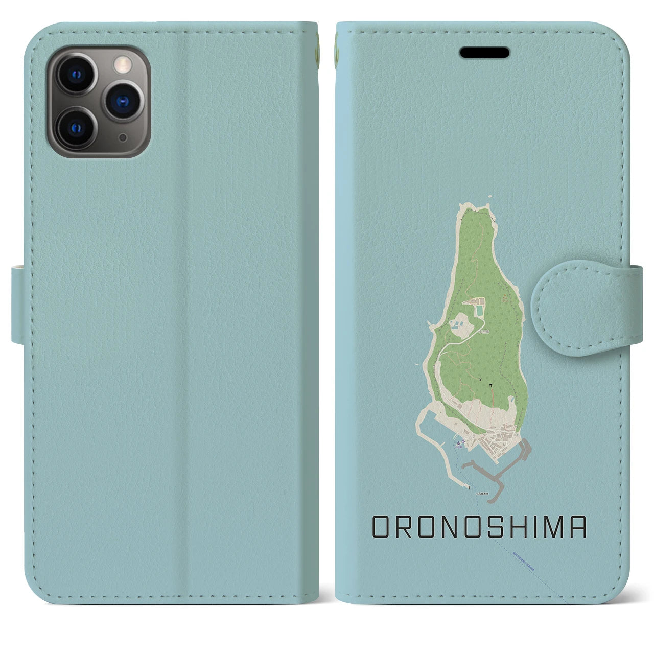 【小呂島(福岡県)】地図柄iPhoneケース(手帳タイプ)ナチュラル・iPhone 11 Pro Max 用