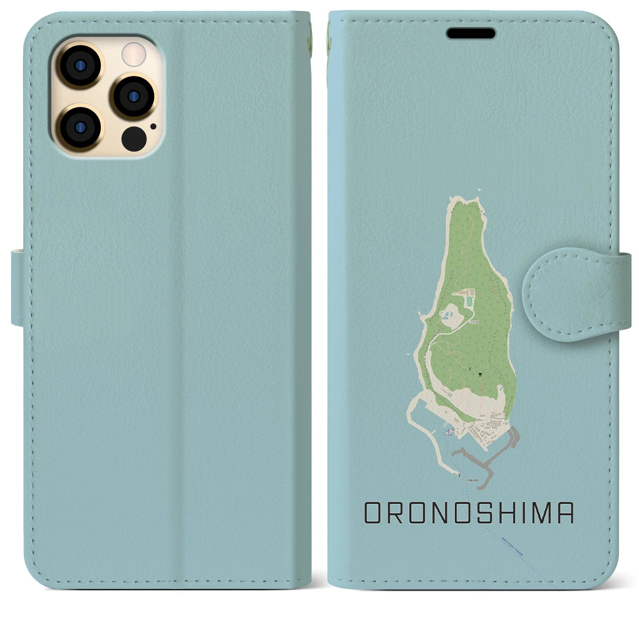 【小呂島(福岡県)】地図柄iPhoneケース(手帳タイプ)ナチュラル・iPhone 12 Pro Max 用