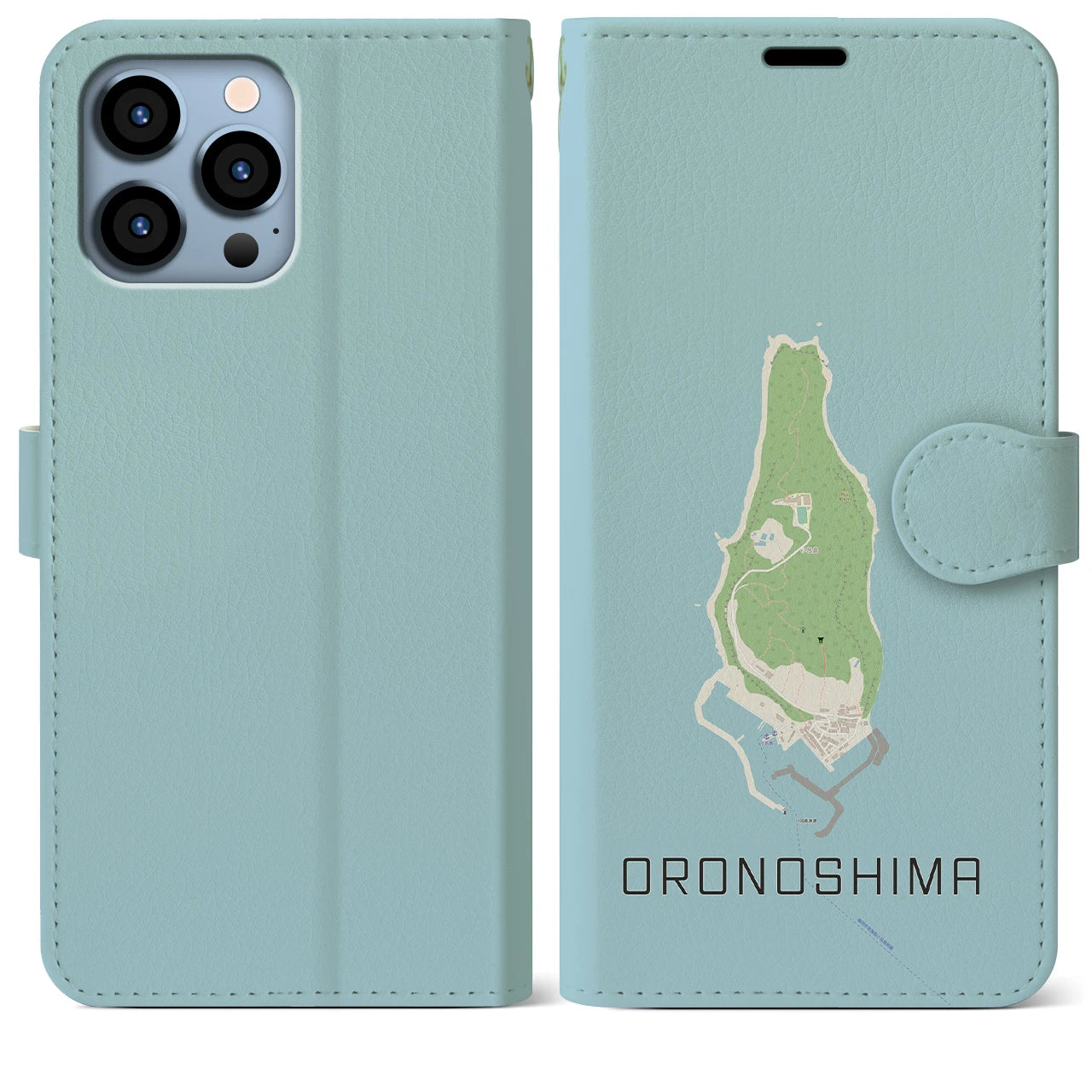 【小呂島(福岡県)】地図柄iPhoneケース(手帳タイプ)ナチュラル・iPhone 13 Pro Max 用