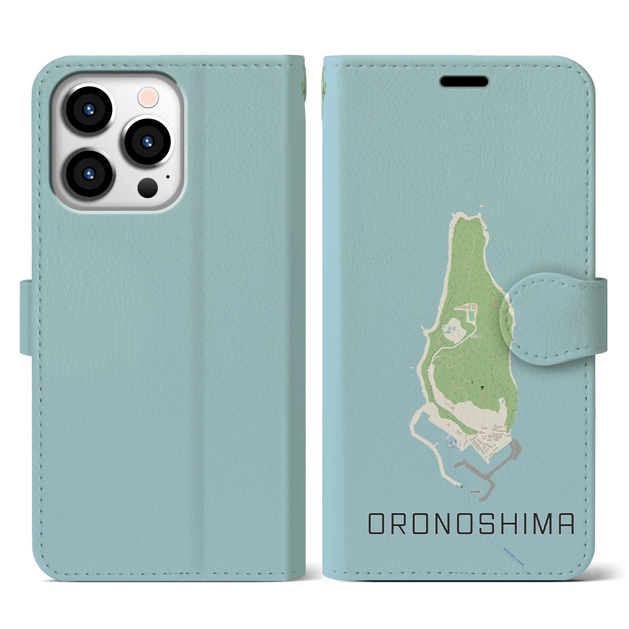【小呂島(福岡県)】地図柄iPhoneケース(手帳タイプ)ナチュラル・iPhone 13 Pro 用