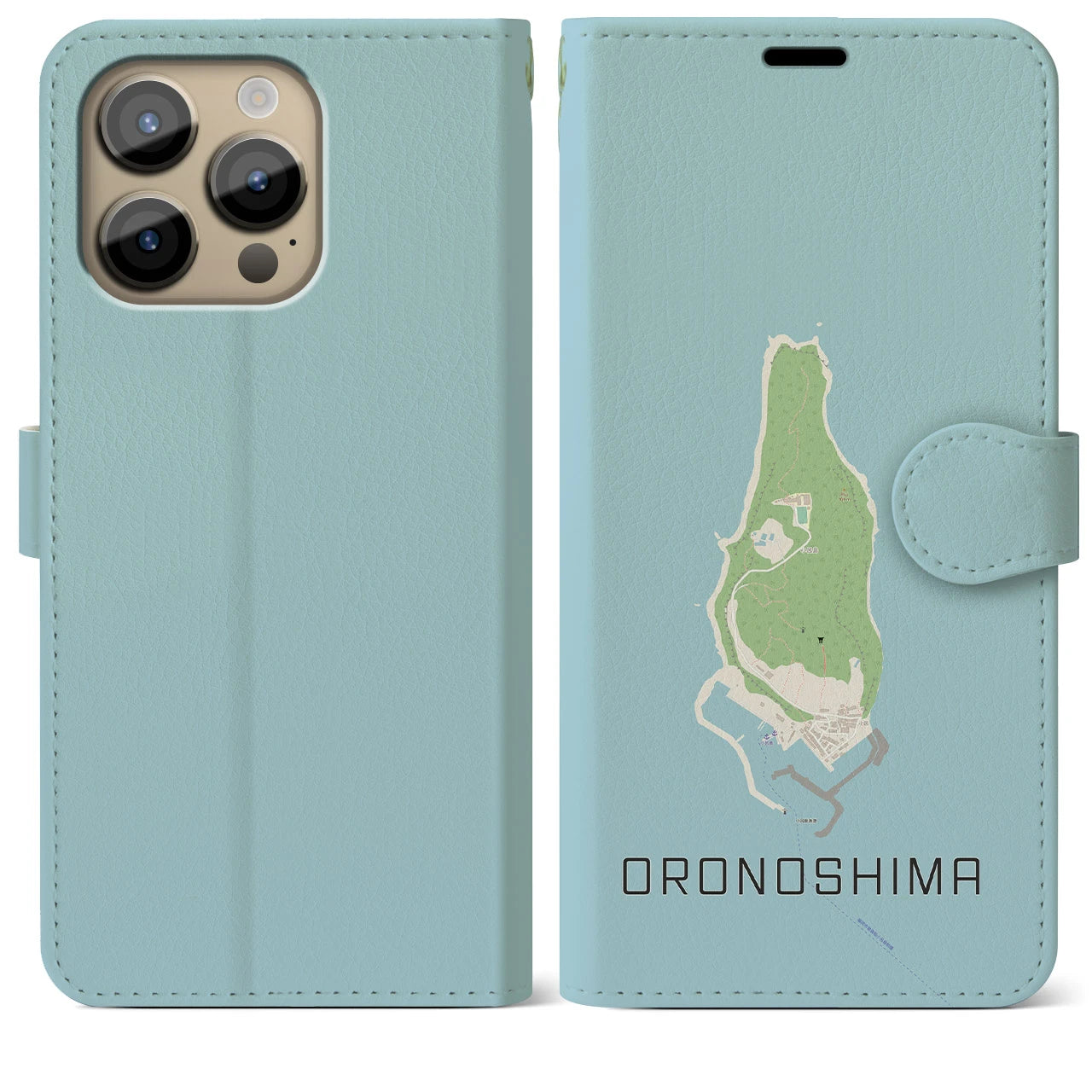 【小呂島(福岡県)】地図柄iPhoneケース(手帳タイプ)ナチュラル・iPhone 14 Pro Max 用