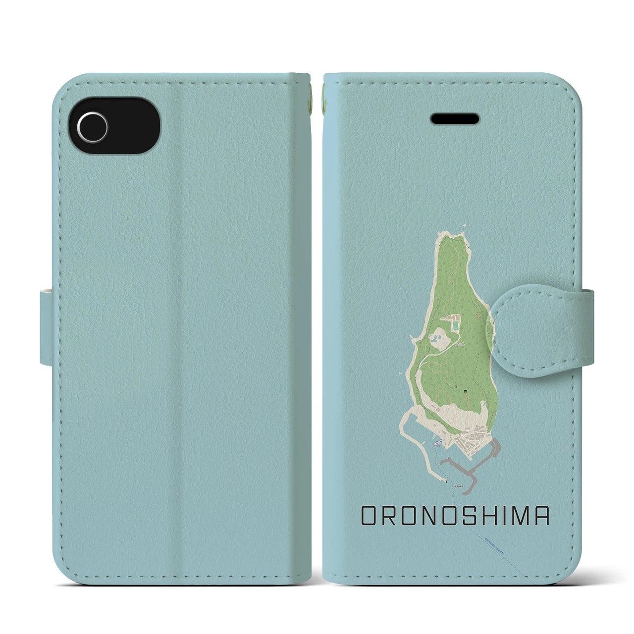 【小呂島(福岡県)】地図柄iPhoneケース(手帳タイプ)ナチュラル・iPhone SE(第3 / 第2世代) / 8 / 7 / 6s / 6 用