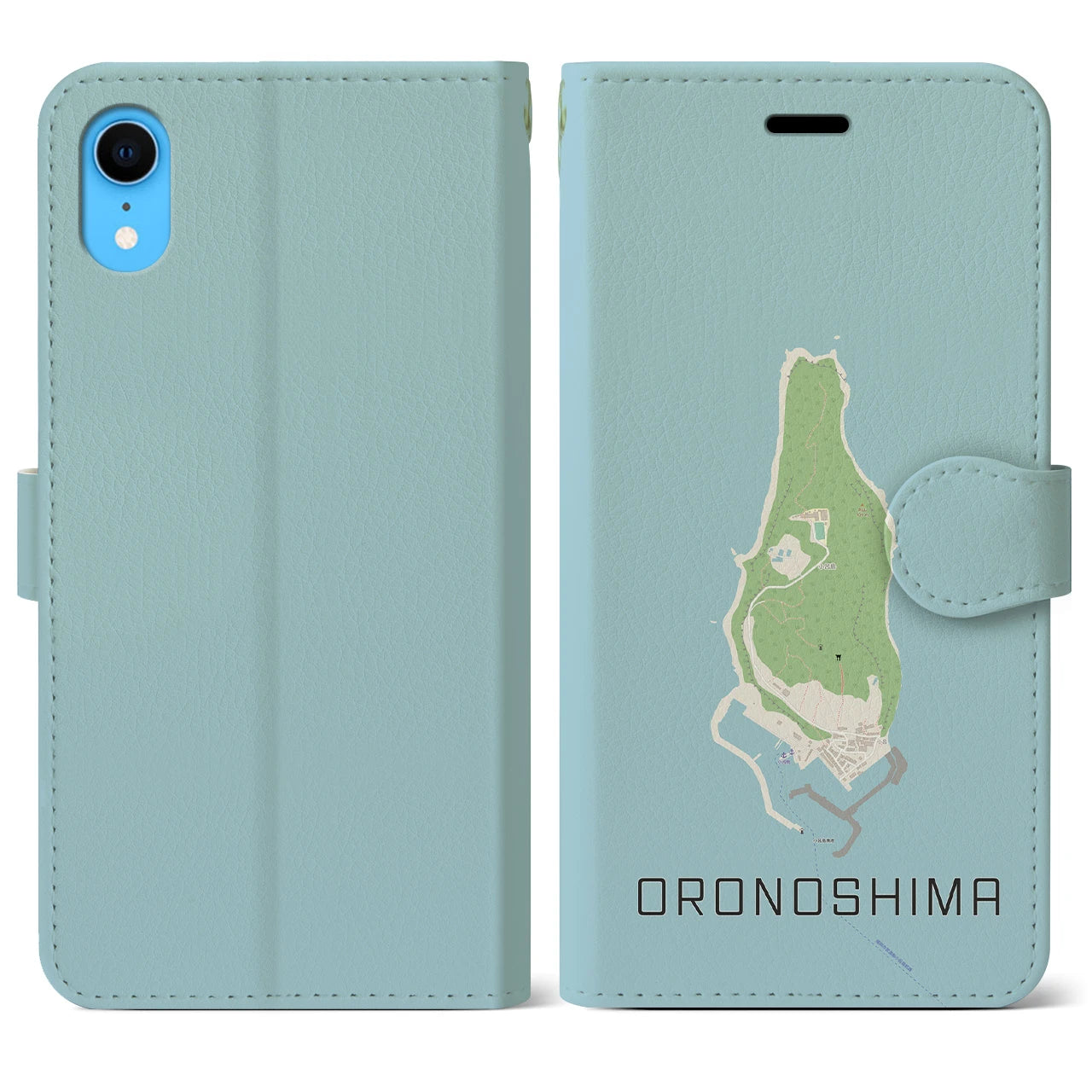 【小呂島(福岡県)】地図柄iPhoneケース(手帳タイプ)ナチュラル・iPhone XR 用