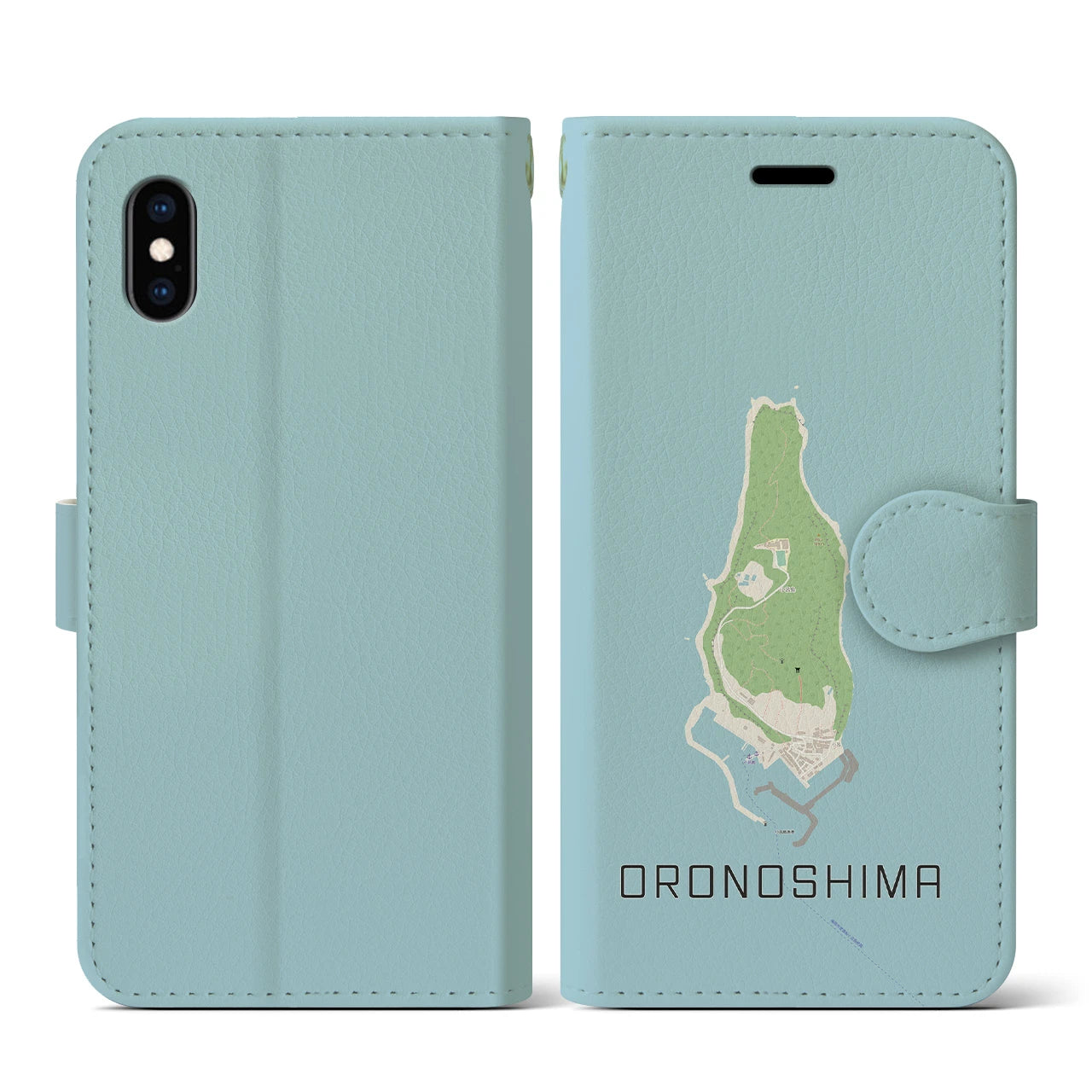 【小呂島(福岡県)】地図柄iPhoneケース(手帳タイプ)ナチュラル・iPhone XS / X 用