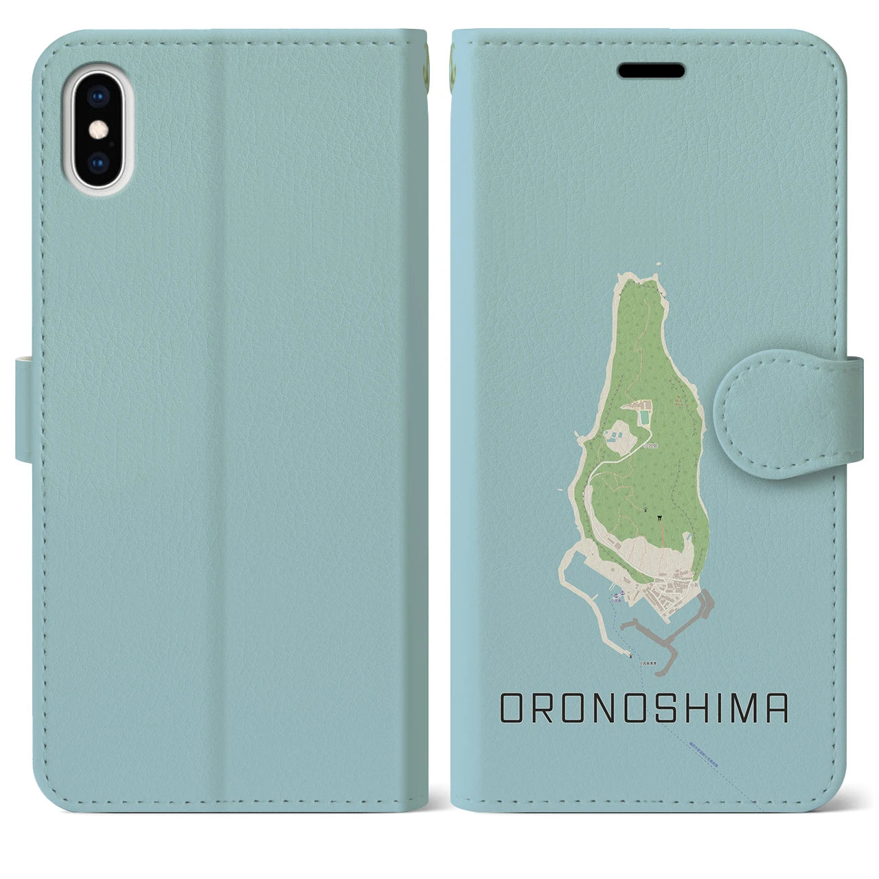 【小呂島(福岡県)】地図柄iPhoneケース(手帳タイプ)ナチュラル・iPhone XS Max 用