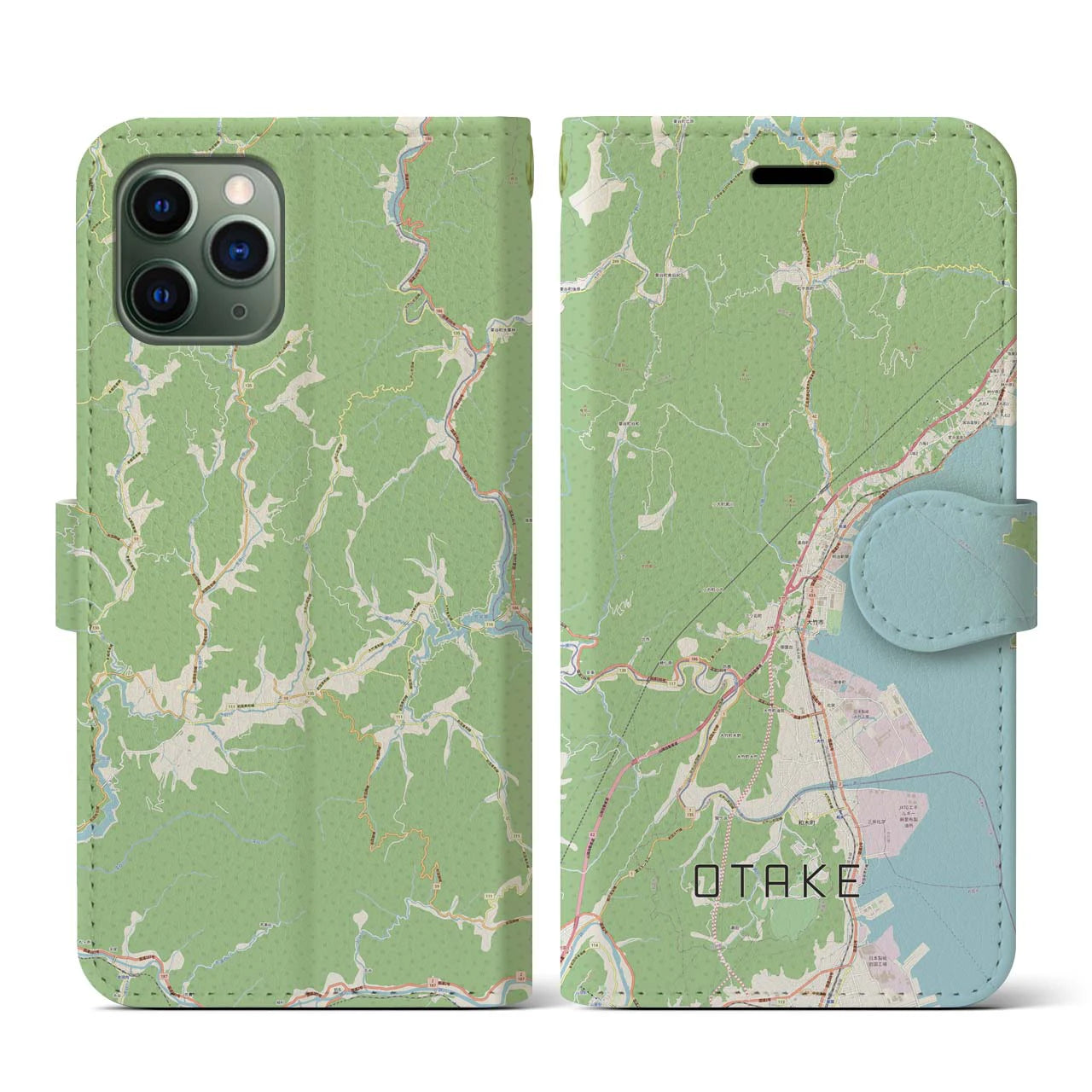 【大竹(広島県)】地図柄iPhoneケース(手帳タイプ)ナチュラル・iPhone 11 Pro 用