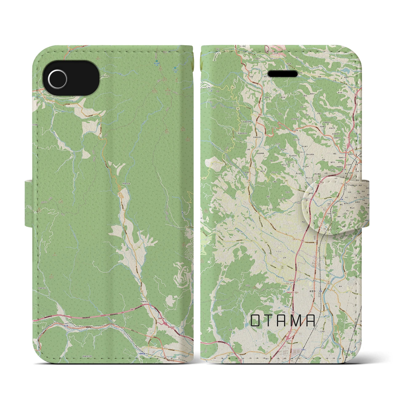【大玉(福島県)】地図柄iPhoneケース(手帳タイプ)ナチュラル・iPhone SE(第3 / 第2世代) / 8 / 7 / 6s / 6 用