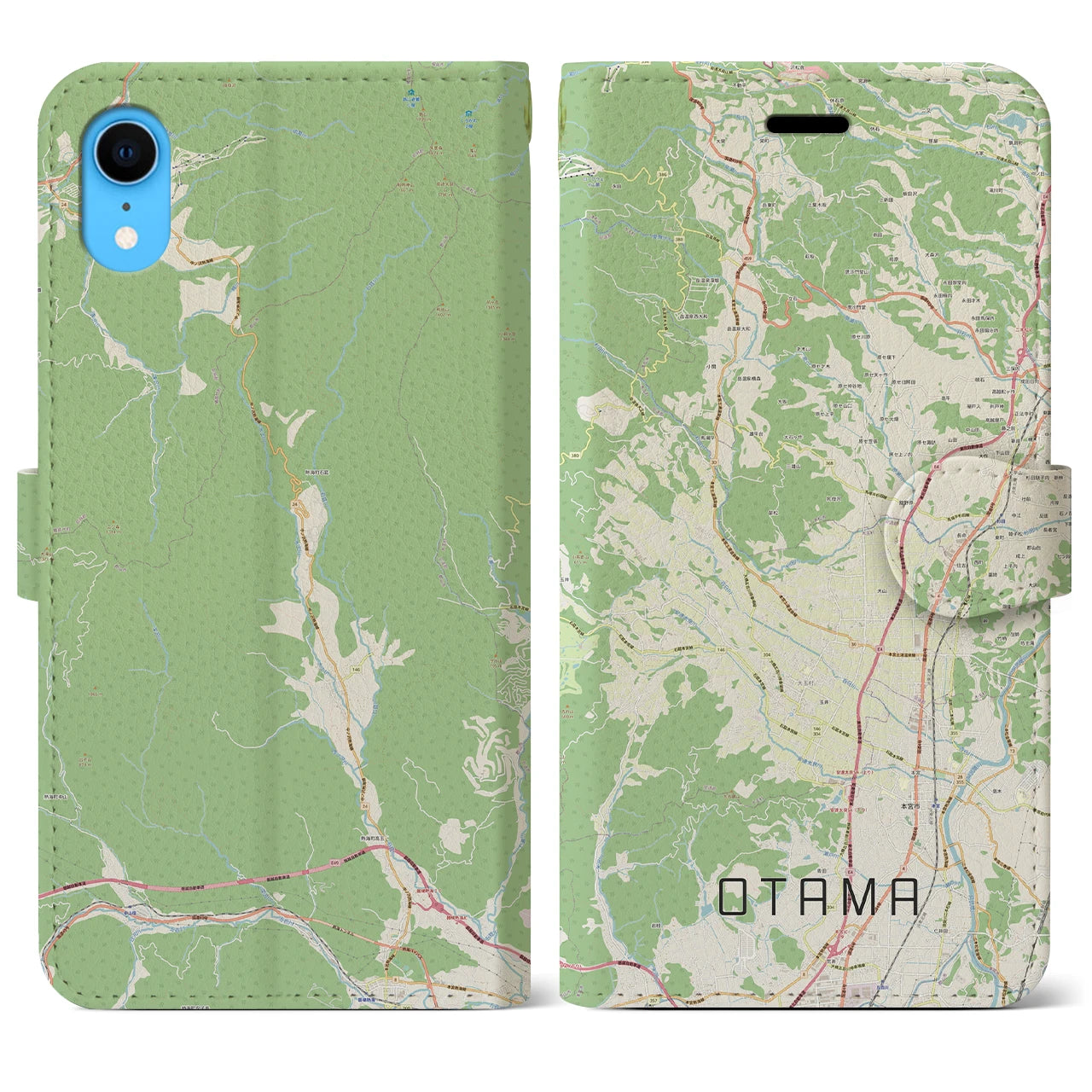 【大玉(福島県)】地図柄iPhoneケース(手帳タイプ)ナチュラル・iPhone XR 用