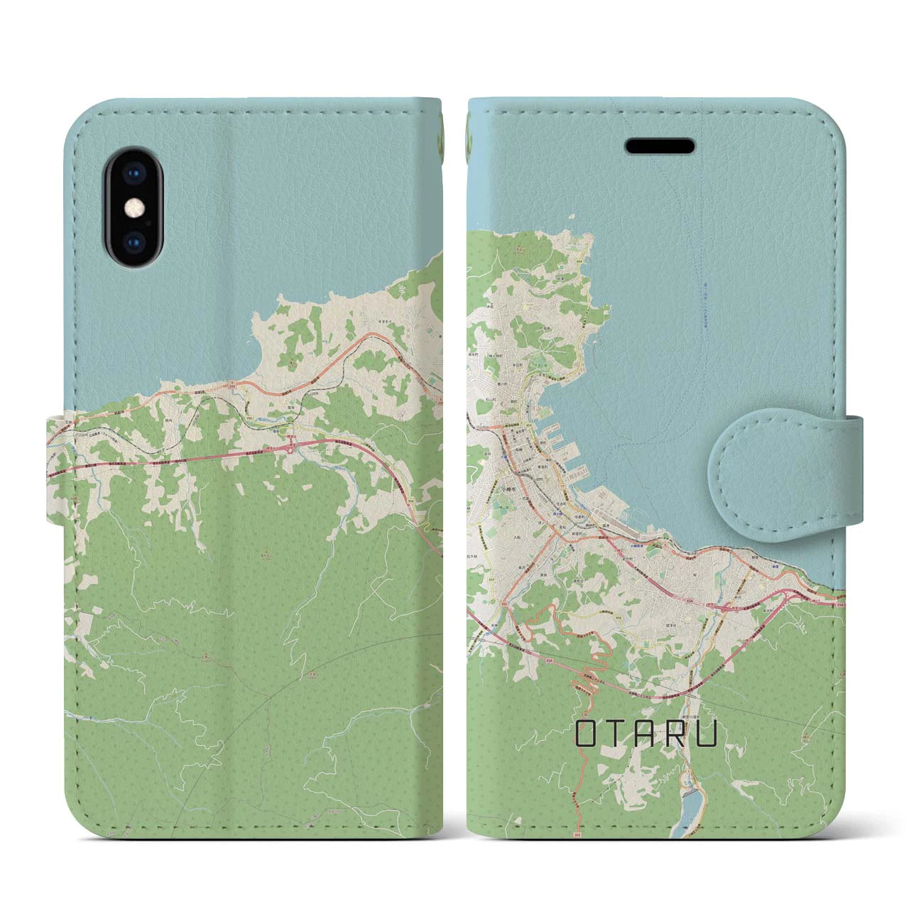 【小樽(北海道)】地図柄iPhoneケース(手帳タイプ)ナチュラル・iPhone XS / X 用