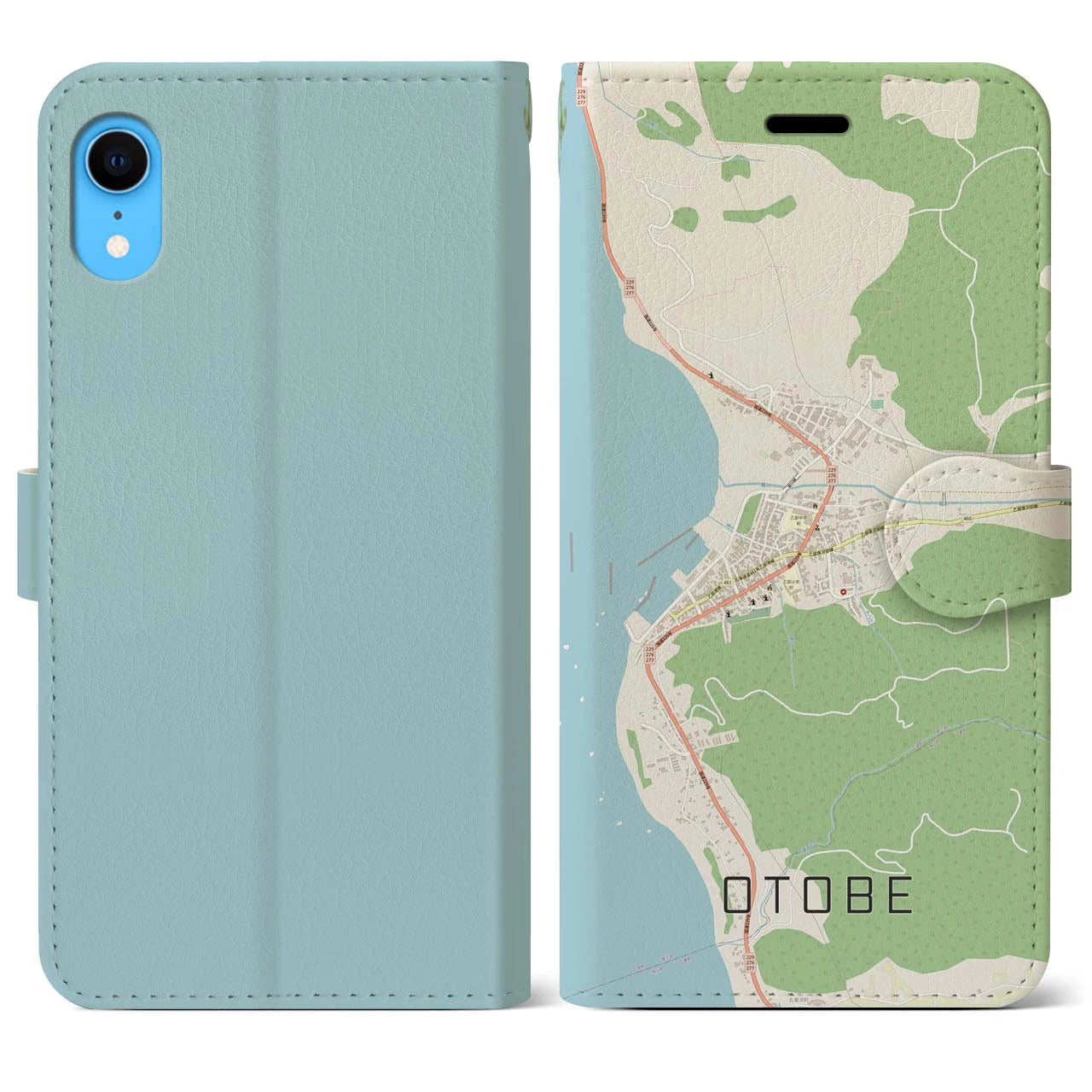 【乙部(北海道)】地図柄iPhoneケース(手帳タイプ)ナチュラル・iPhone XR 用