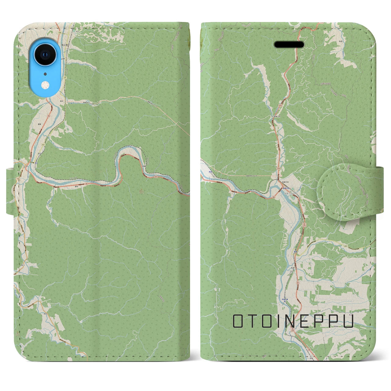 【音威子府(北海道)】地図柄iPhoneケース(手帳タイプ)ナチュラル・iPhone XR 用