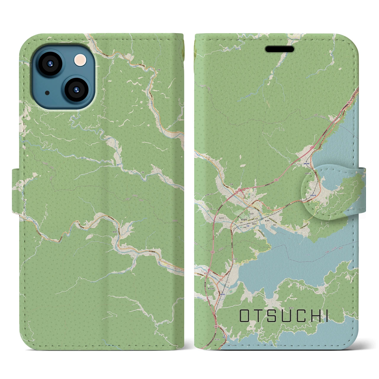 【大槌(岩手県)】地図柄iPhoneケース(手帳タイプ)ナチュラル・iPhone 13 用