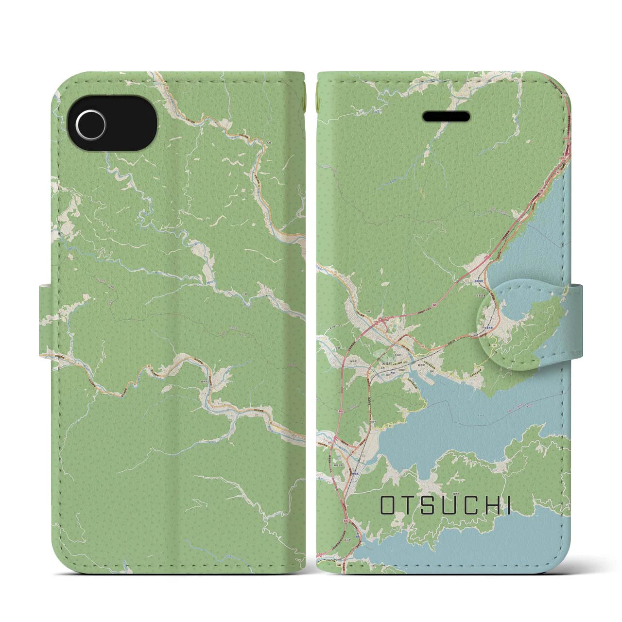 【大槌(岩手県)】地図柄iPhoneケース(手帳タイプ)ナチュラル・iPhone SE(第3 / 第2世代) / 8 / 7 / 6s / 6 用