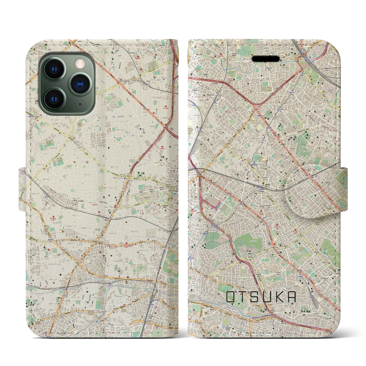 【大塚(東京都)】地図柄iPhoneケース(手帳タイプ)ナチュラル・iPhone 11 Pro 用