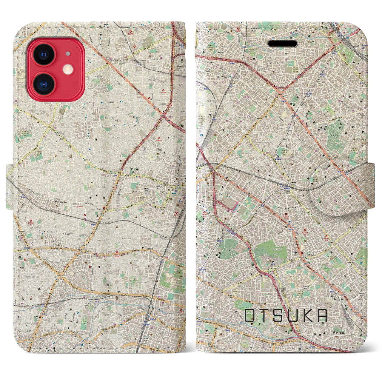 【大塚(東京都)】地図柄iPhoneケース(手帳タイプ)ナチュラル・iPhone 11 用