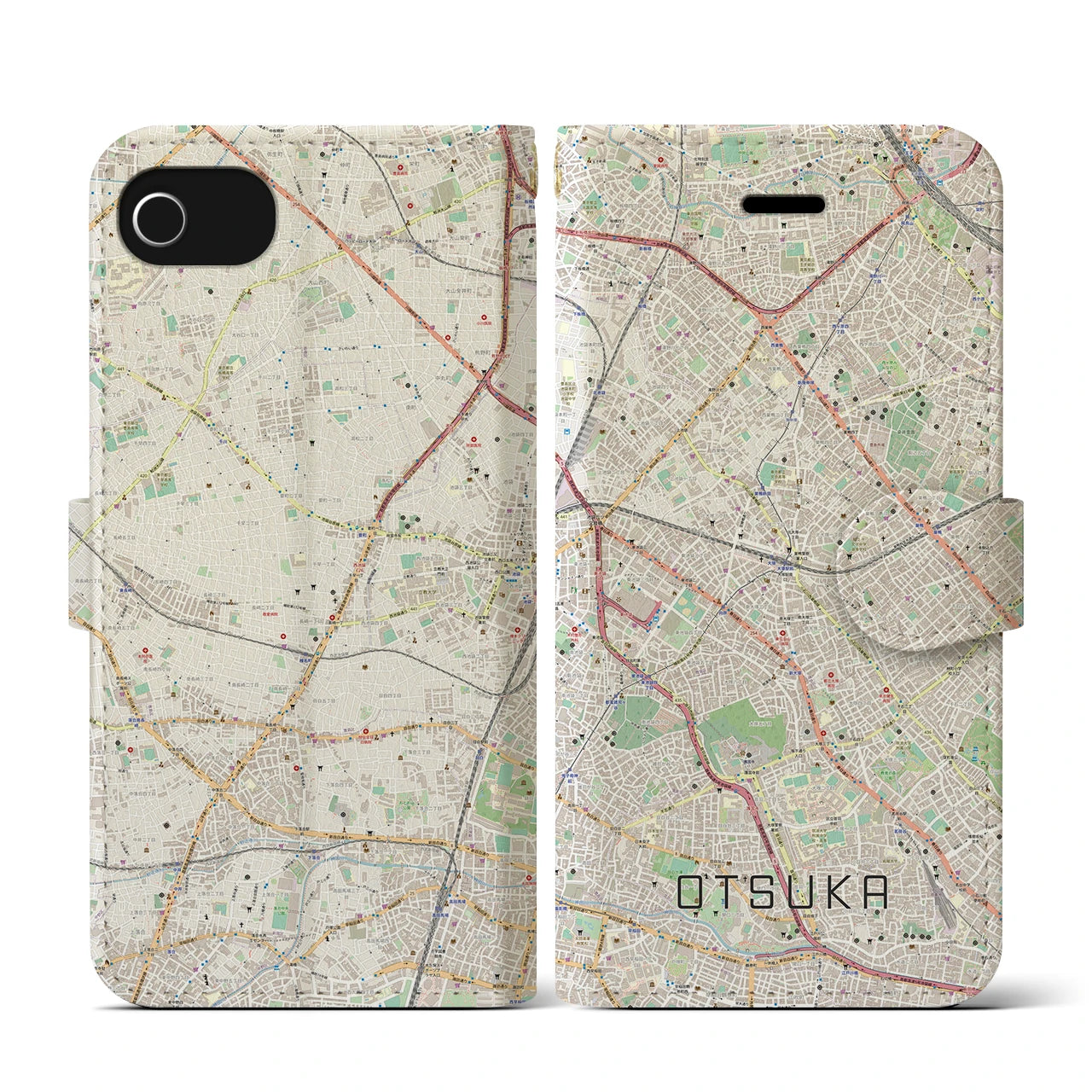 【大塚(東京都)】地図柄iPhoneケース(手帳タイプ)ナチュラル・iPhone SE(第3 / 第2世代) / 8 / 7 / 6s / 6 用