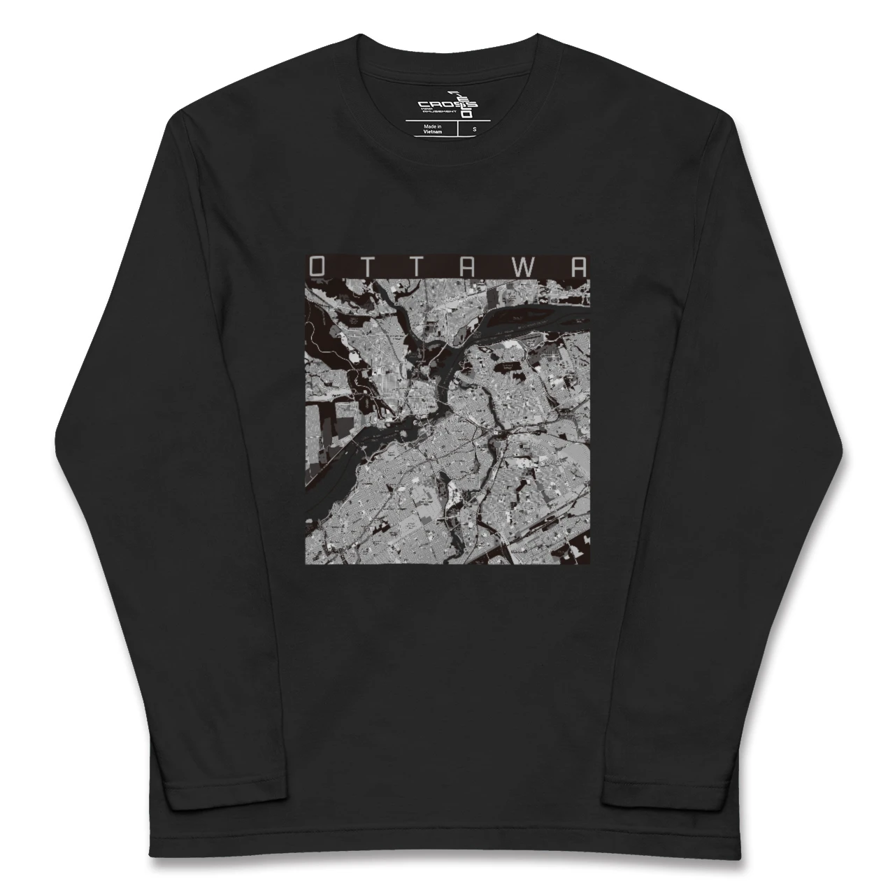【オタワ(カナダ)】地図柄ロングスリーブTシャツ