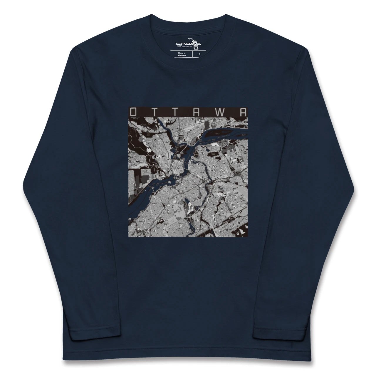 【オタワ(カナダ)】地図柄ロングスリーブTシャツ