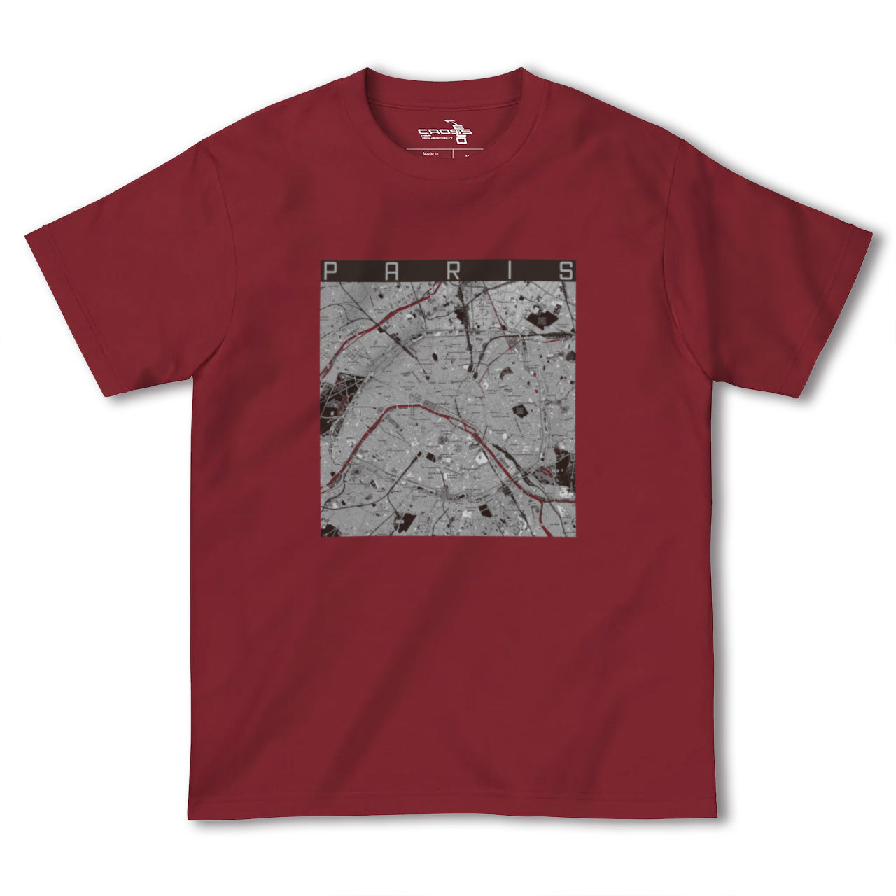 【パリ(フランス)】地図柄ヘビーウェイトTシャツ