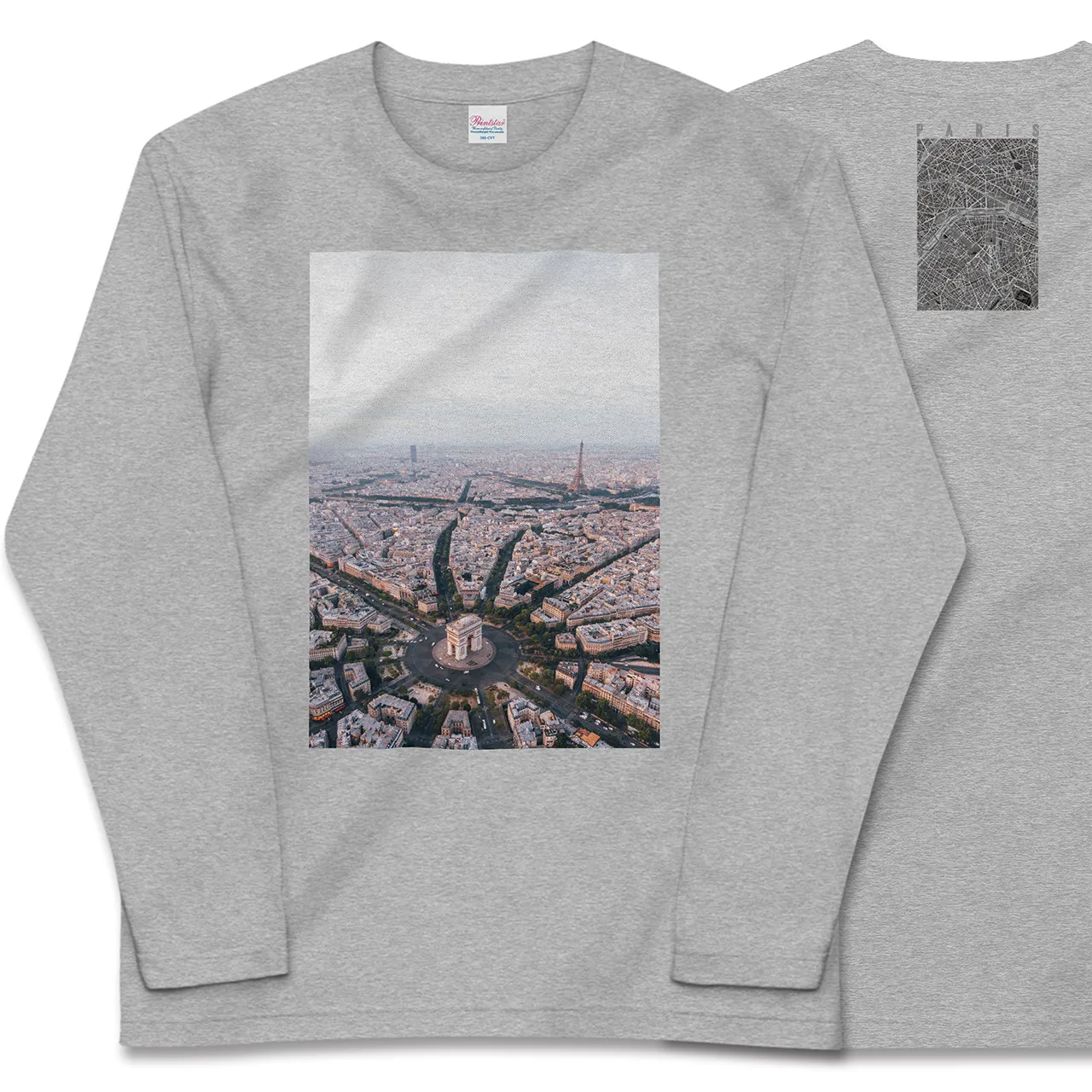【パリ(フランス)】Map World ロングスリーブTシャツ