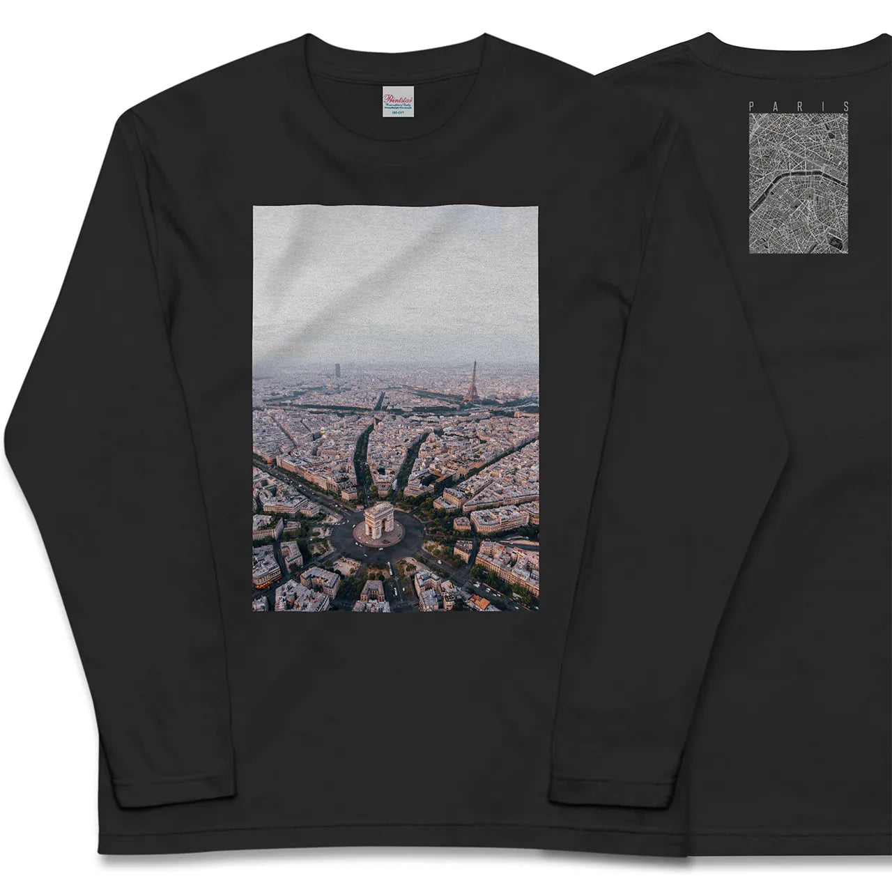 【パリ(フランス)】Map World ロングスリーブTシャツ