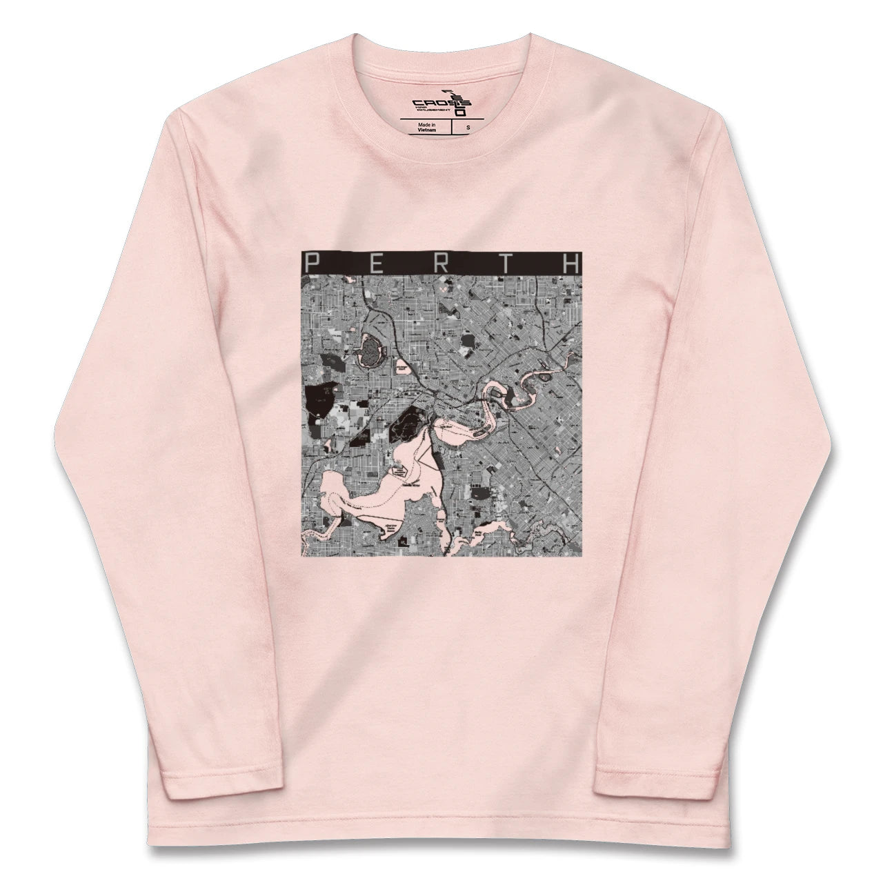 【パース(オーストラリア)】地図柄ロングスリーブTシャツ