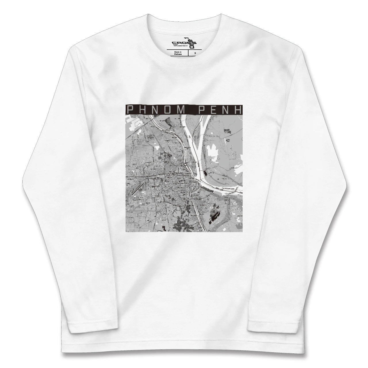 【プノンペン(カンボジア)】地図柄ロングスリーブTシャツ