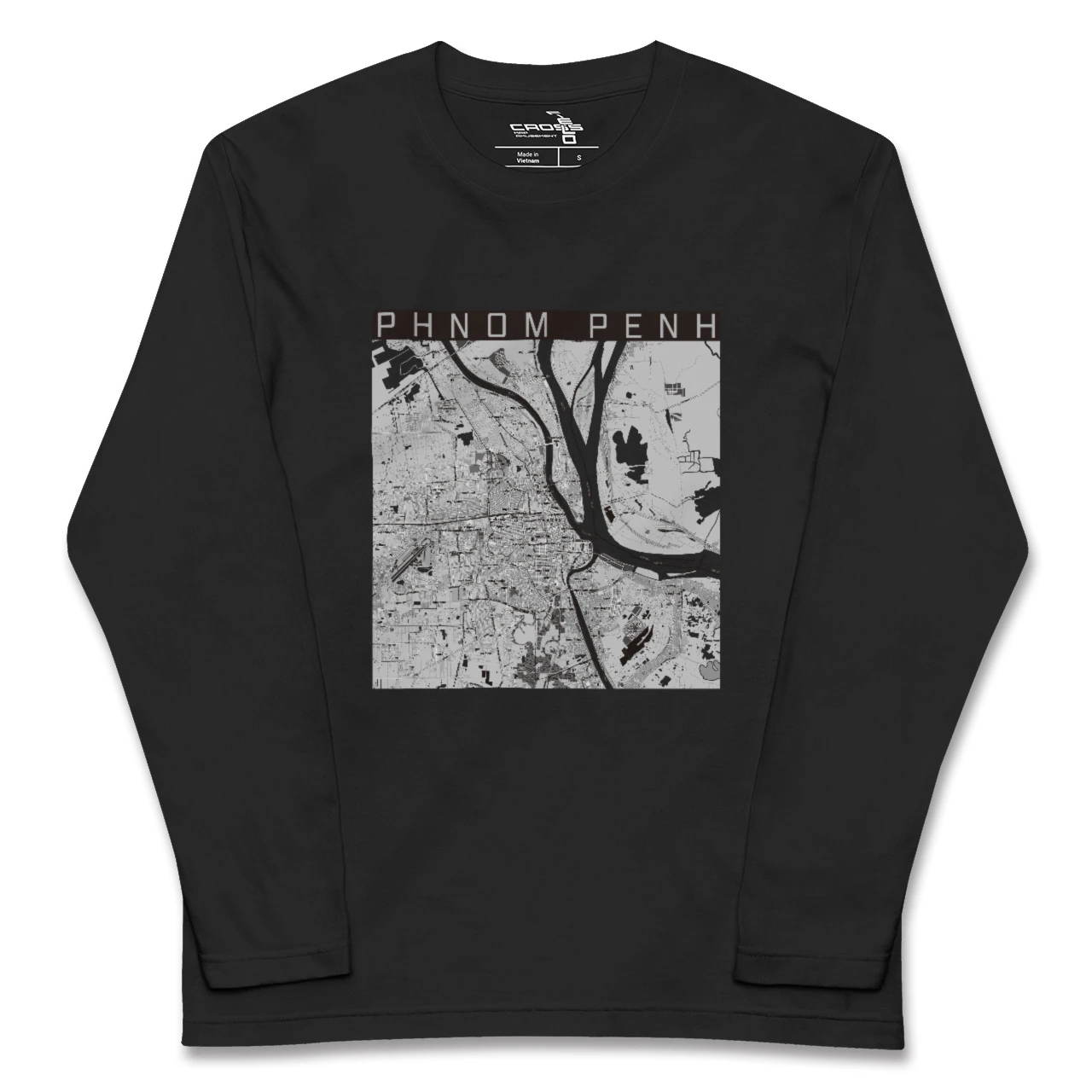 【プノンペン(カンボジア)】地図柄ロングスリーブTシャツ