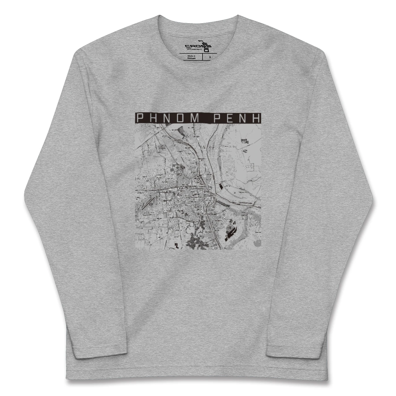 【プノンペン(カンボジア)】地図柄ロングスリーブTシャツ