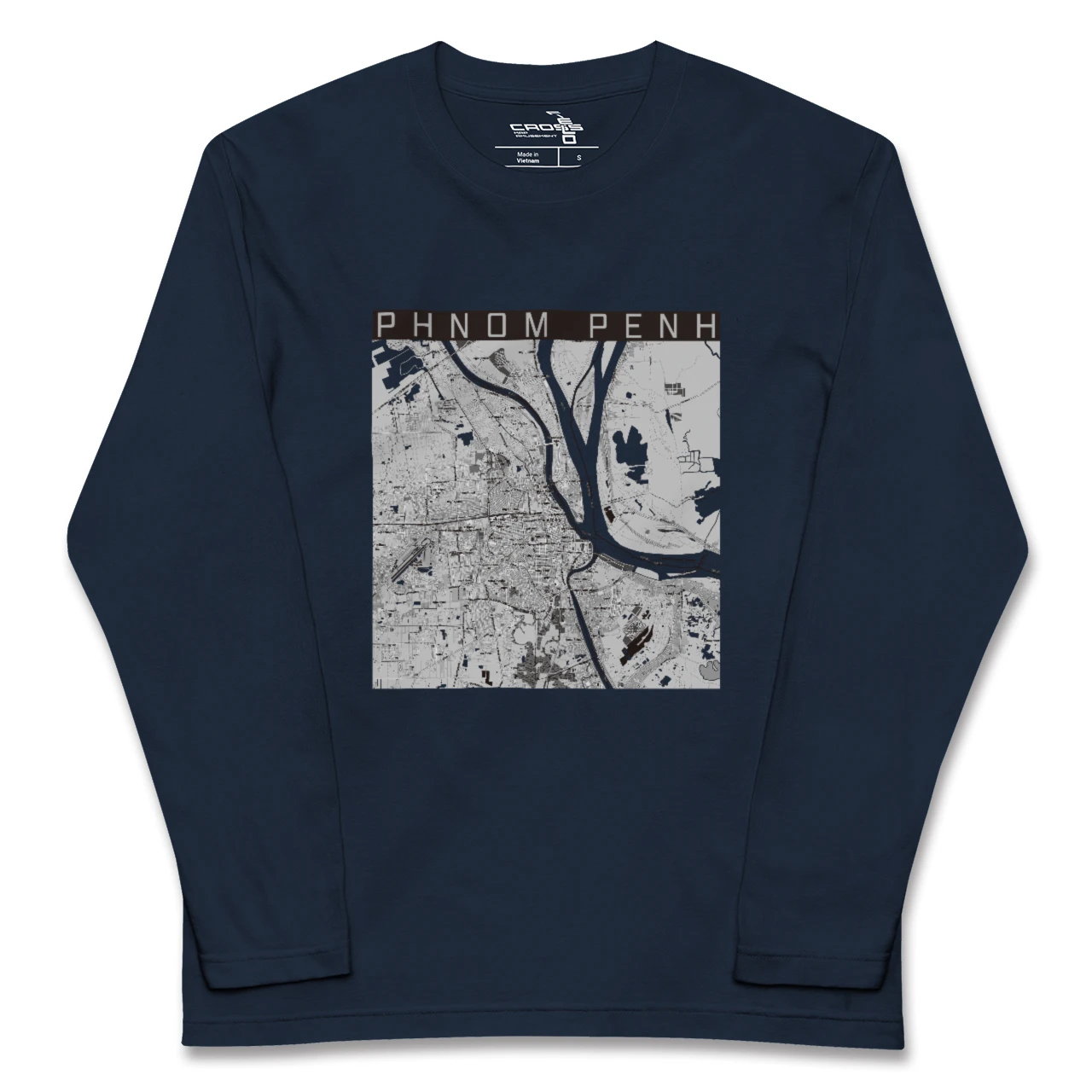 【プノンペン(カンボジア)】地図柄ロングスリーブTシャツ