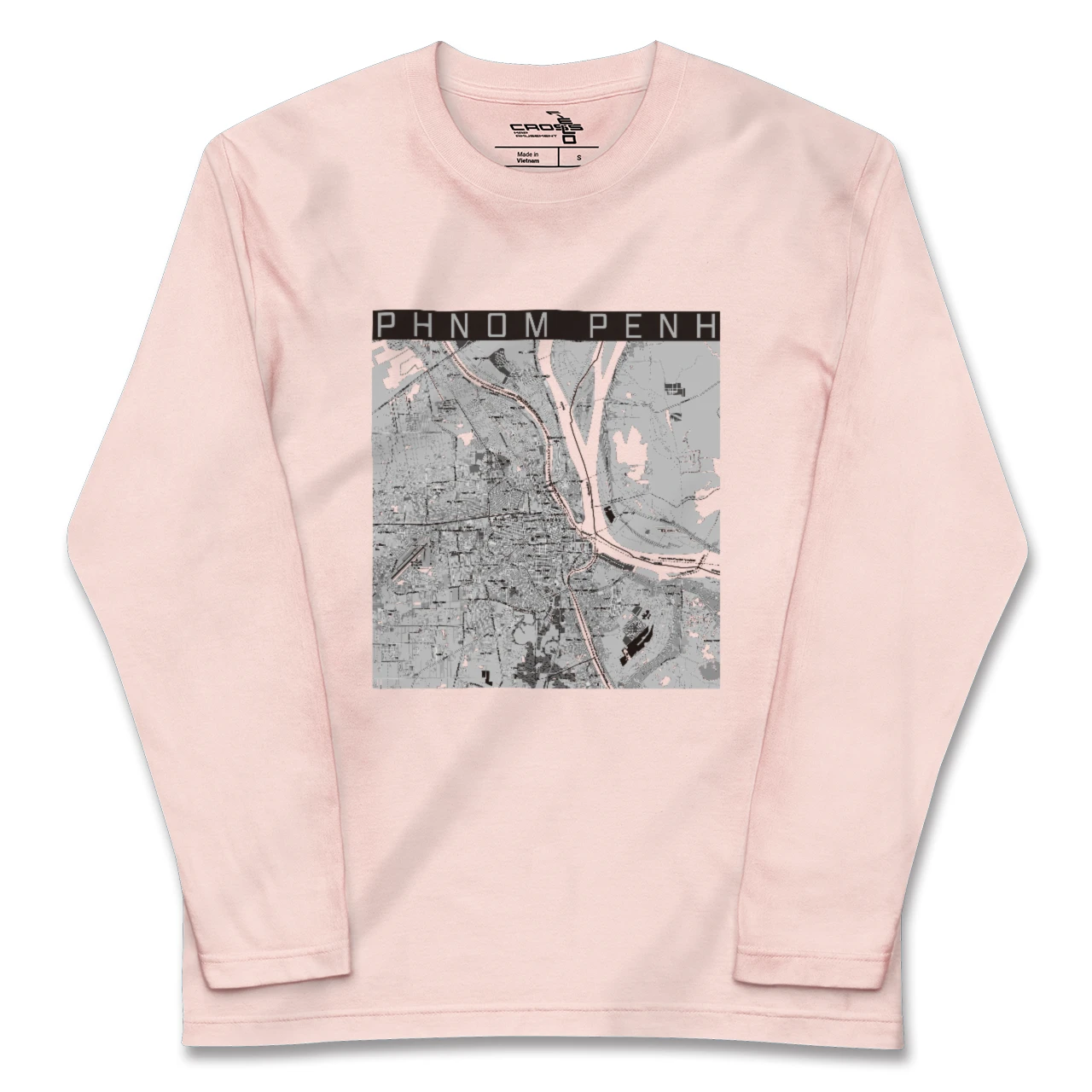 【プノンペン(カンボジア)】地図柄ロングスリーブTシャツ